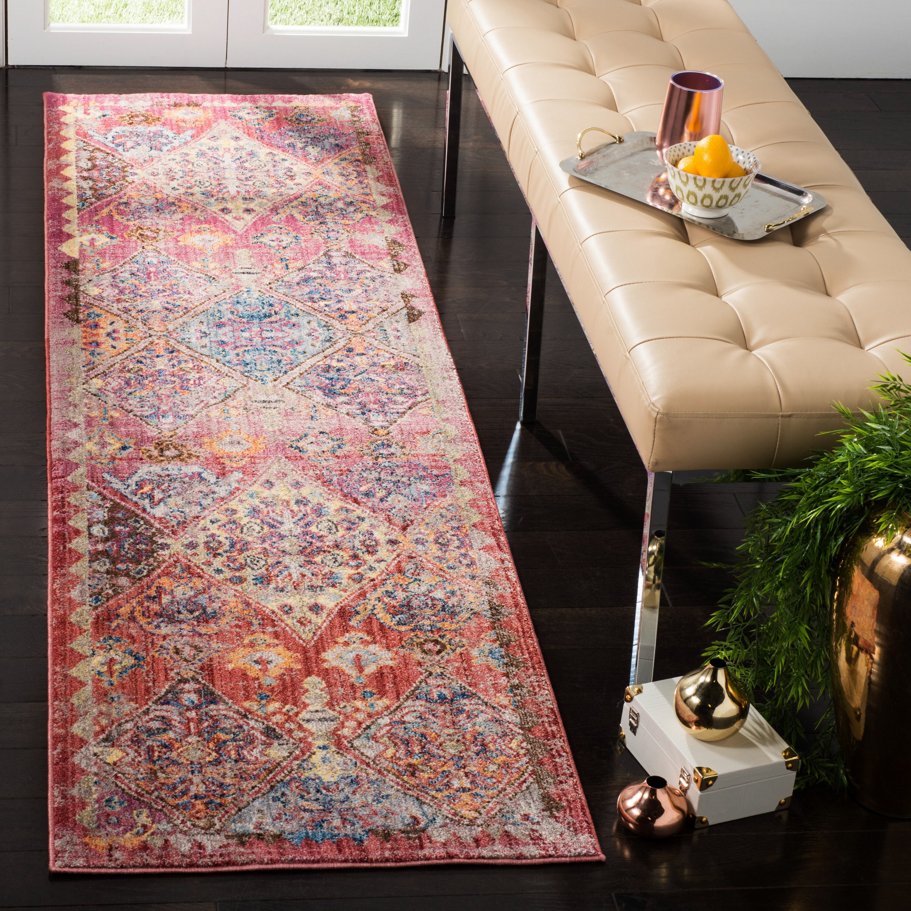 Bristol Rose and Multicolor Wool Blend Runner Rug 2'3" x 8'