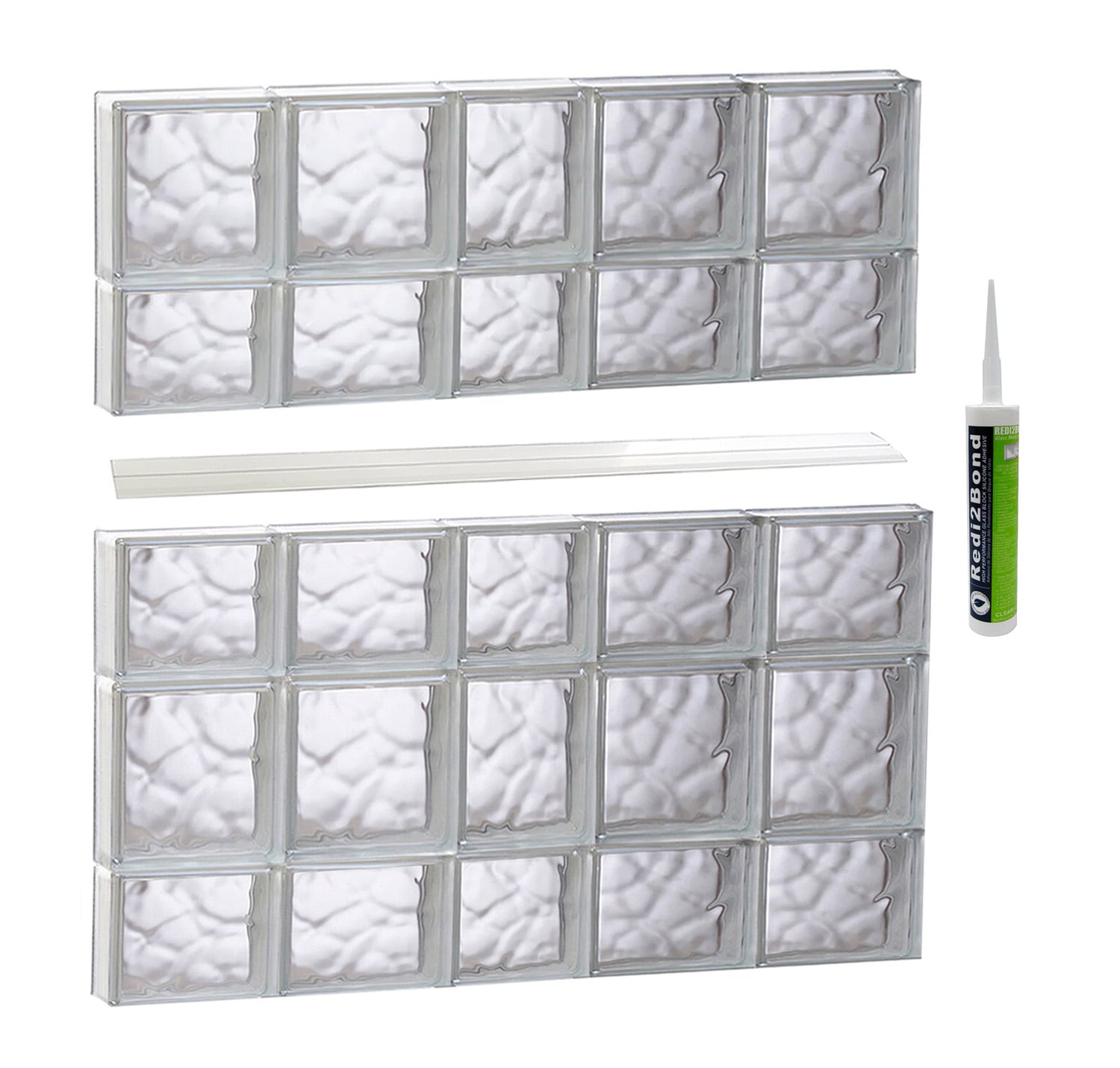 REDI2SET S3834DC Wavy Glass 36-3/4-in x 32-3/4-in Frameless Replacement Glass Block Window