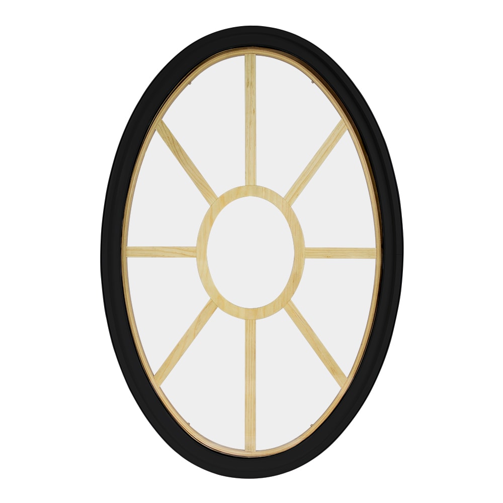 FrontLine Bldg. Products 3660OV49LIGBK 36-in x 60-in Black Oval Accent Window with Grids