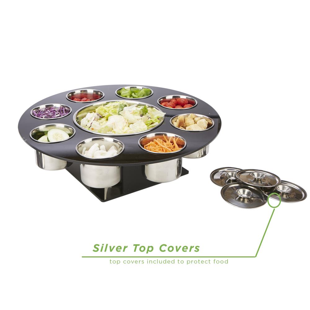 Fruit Mind Reader STAN-BLK 9 Compartment Salad Serving Tray One Size Veggie & Condiment Caddy Chips & Dips Holder for Partys Black Acrylic