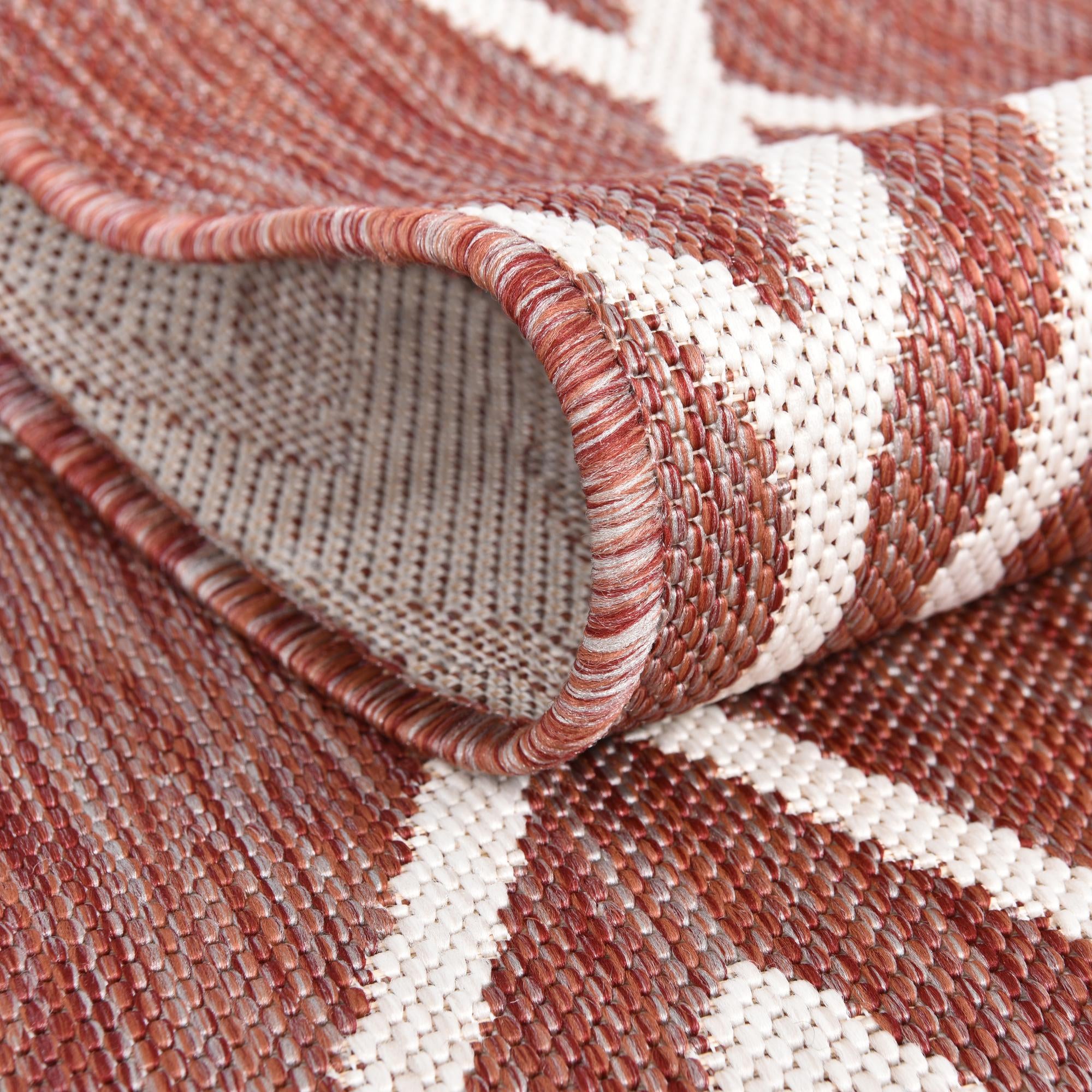 Unique Loom 3152399 Jill Zarin Outdoor 8 x 8 (ft) Loomed Polypropylene Rust Red Square Indoor/Outdoor Trellis Area rug