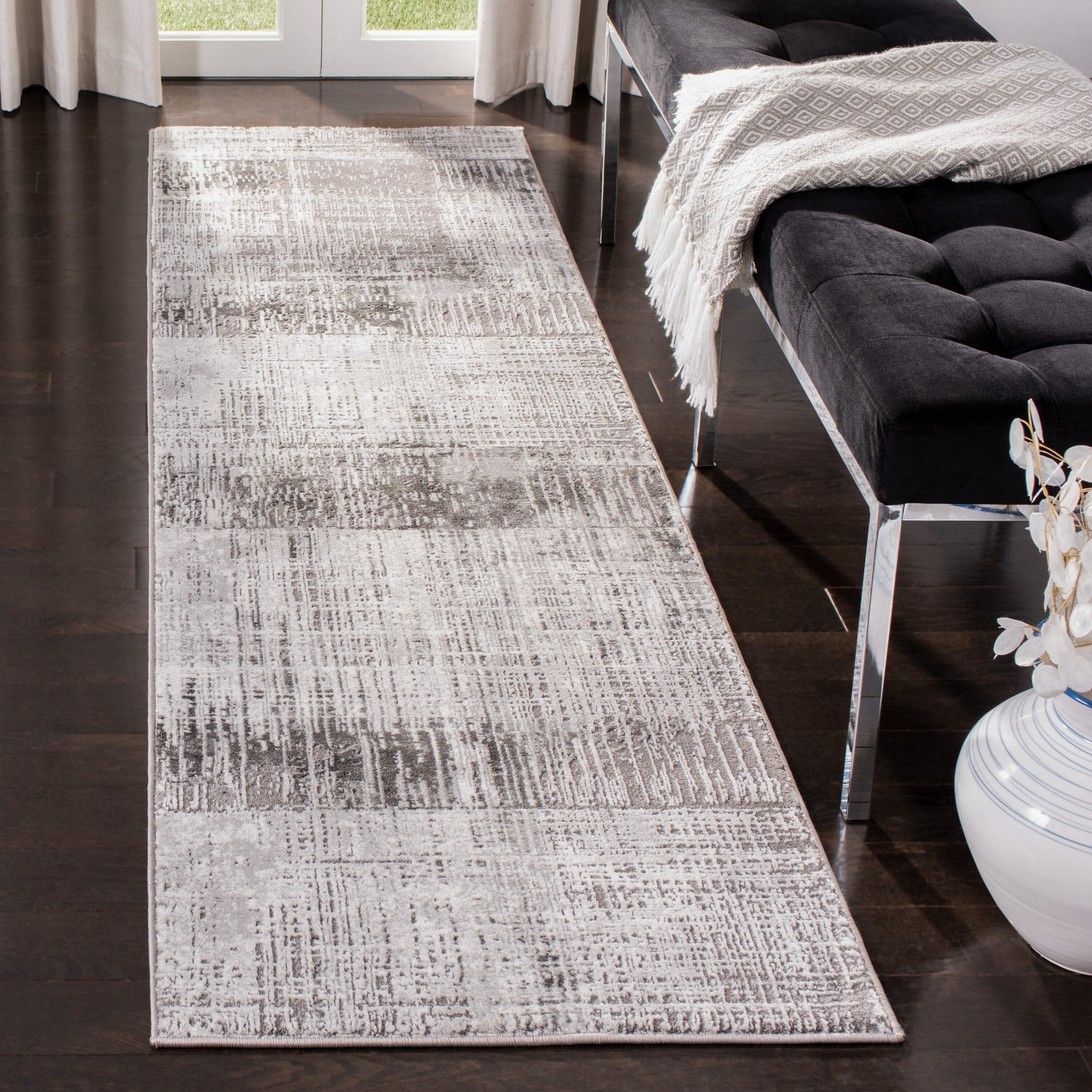 Safavieh CFT874H-212 Craft Perce 2 x 12 (ft) Loomed Polypropylene Gray/Dark Gray Rectangular Indoor Abstract Runner rug
