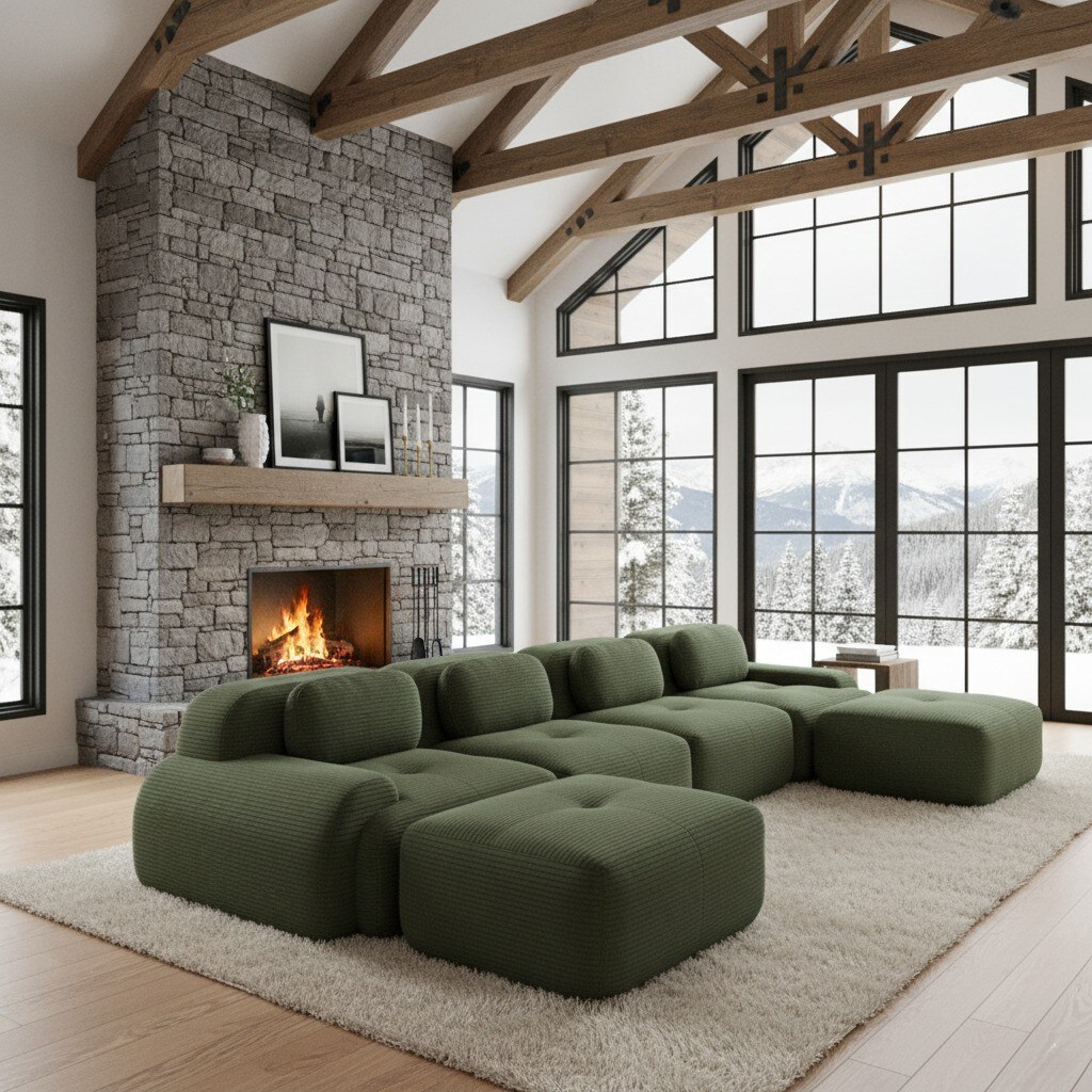 Homy Casa Hunter Green Velvet Sectional Sofa with Modular Layout Deep ...