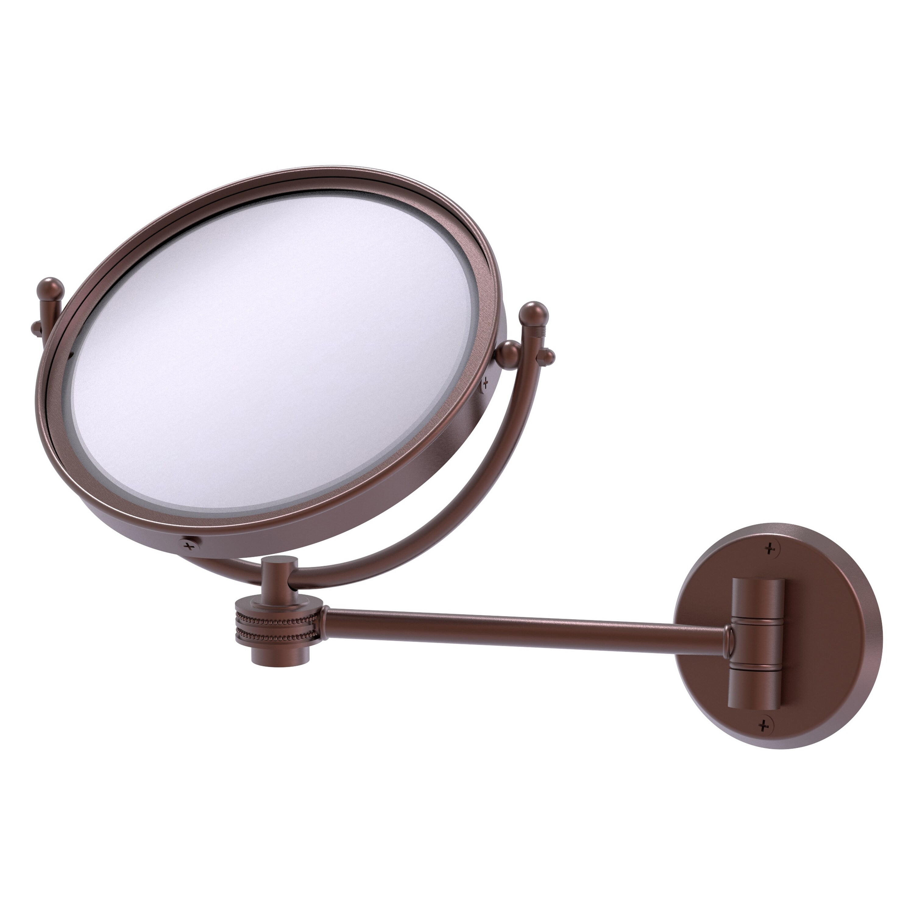 8-in x 10-in Antique Copper Double-sided 2X Magnifying Wall-mounted Vanity Mirror | - Allied Brass WM-5D/2X-CA