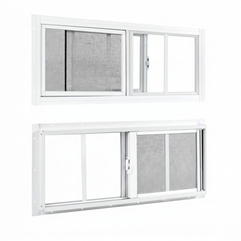 Aoibox  10 x 23 Inch Sliding Transom Shed Windows Set of 2 White Flush Mount Windows with Tempered Glass