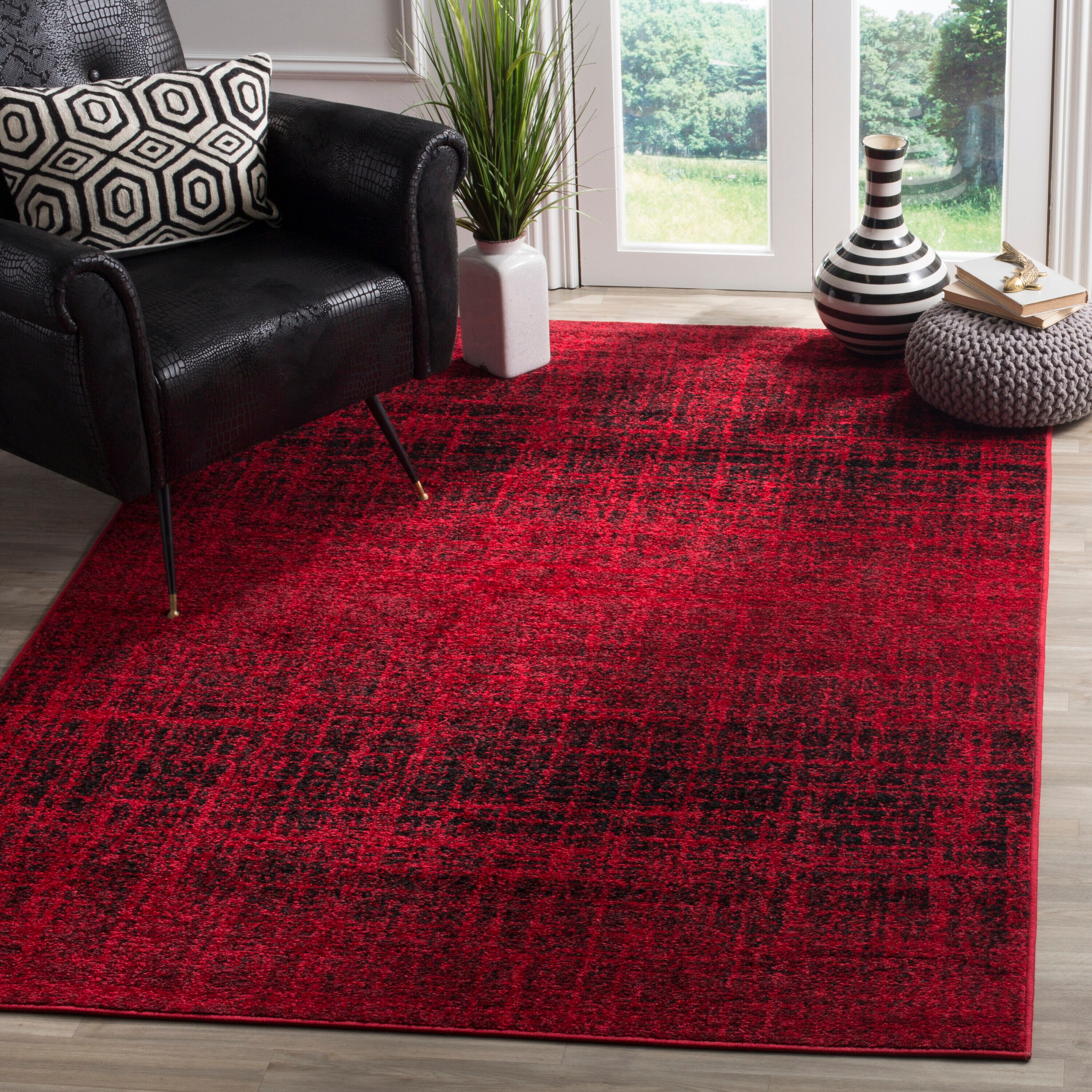 Safavieh Adirondack Lorenzo 5 X 8 Red/Black Indoor Distressed