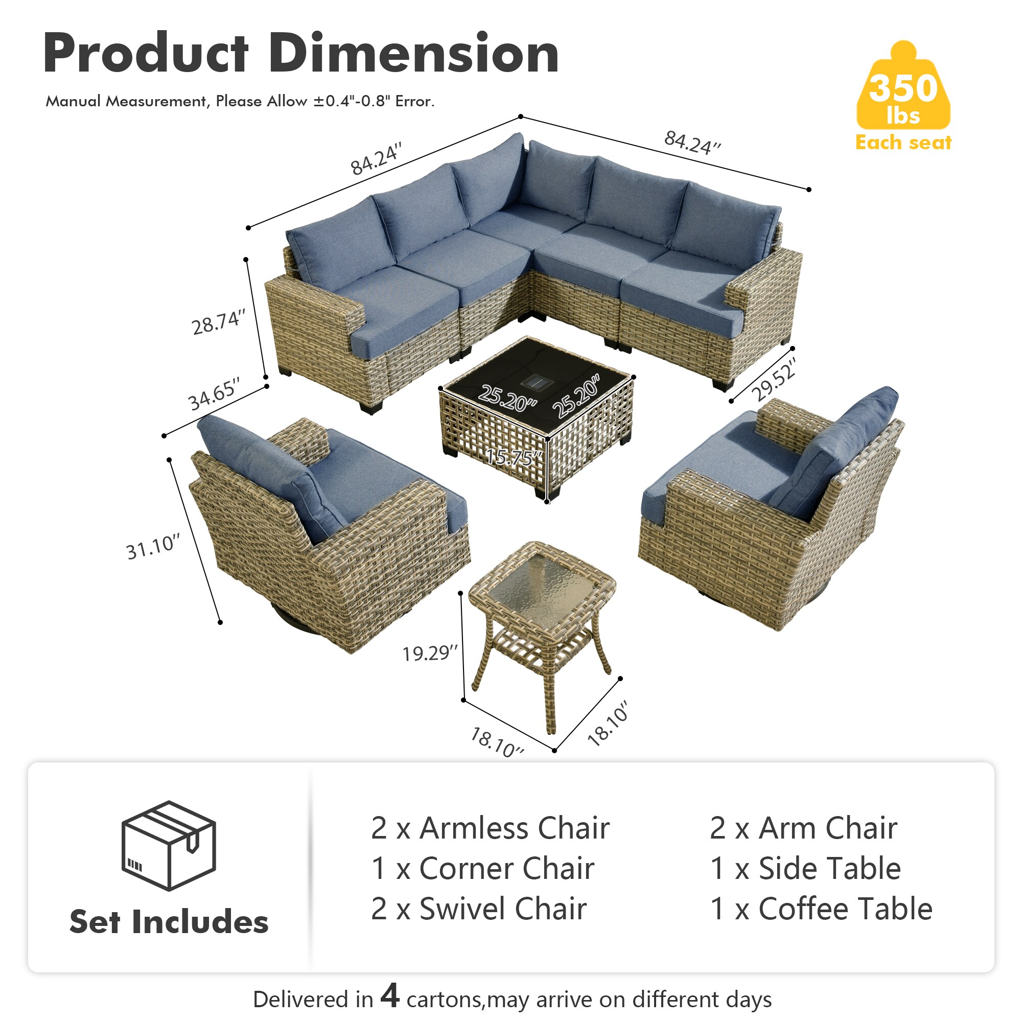 XIZZI XITBS509C4-RC3 Patio-Sofas-Daybeds - View #8