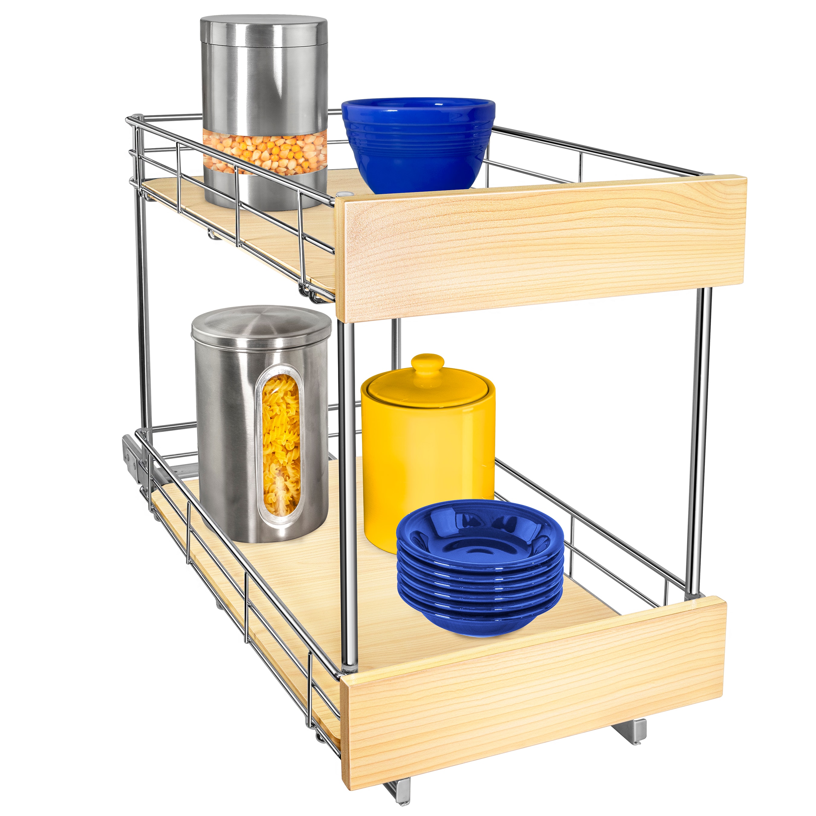 Lynk Professional Pull Out Cabinet Organizer, Slide Out Pantry Shelf 11-in  W x 16.5-in H 2-Tier Cabinet-mount Metal Pull-out Under-sink Organizer in  the Cabinet Organizers department at