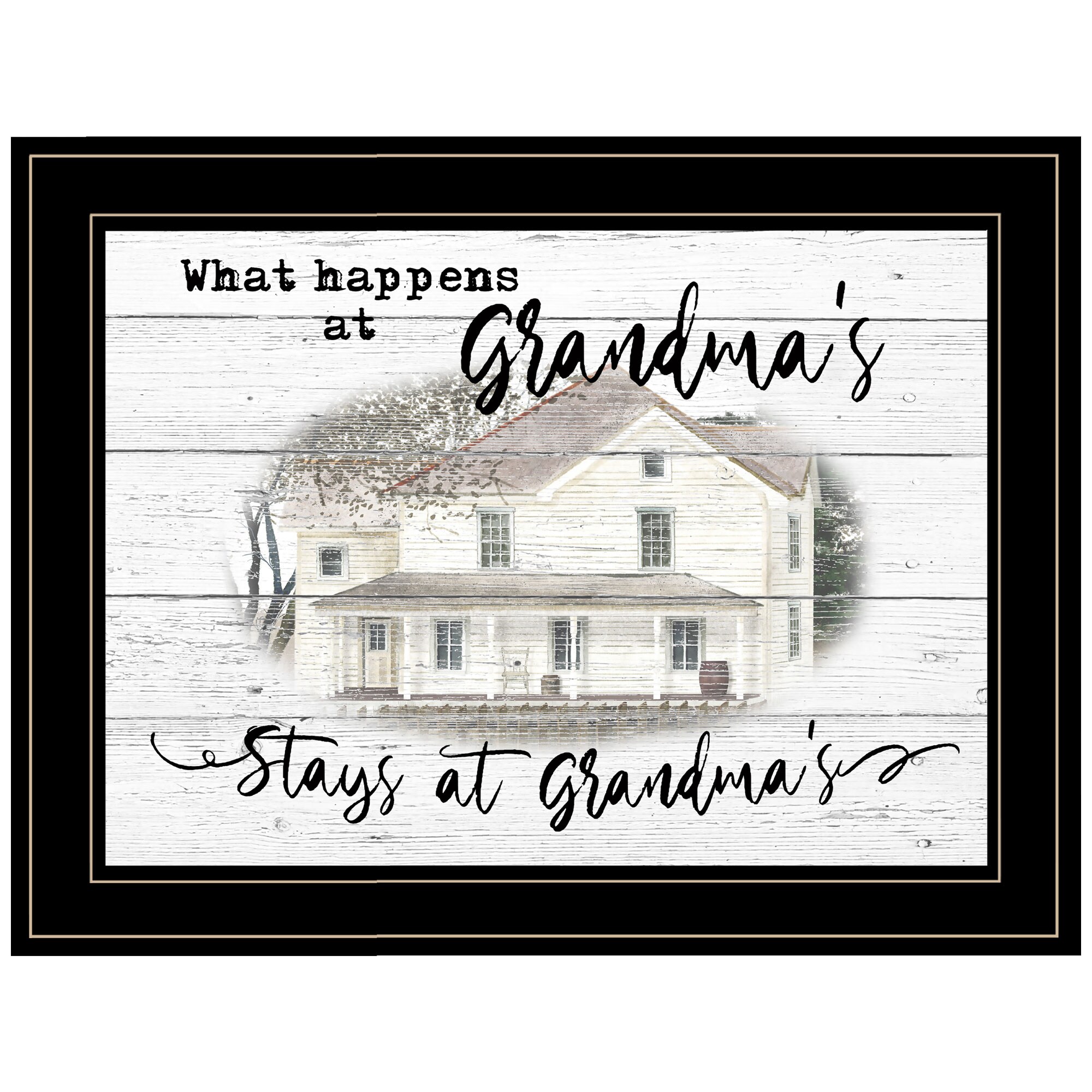 Trendy Decor 4U BJ1207-704G Stays At Grandma's Billy Jacobs Black Wood Framed 15-in H x 19-in W Inspirational Paper Print
