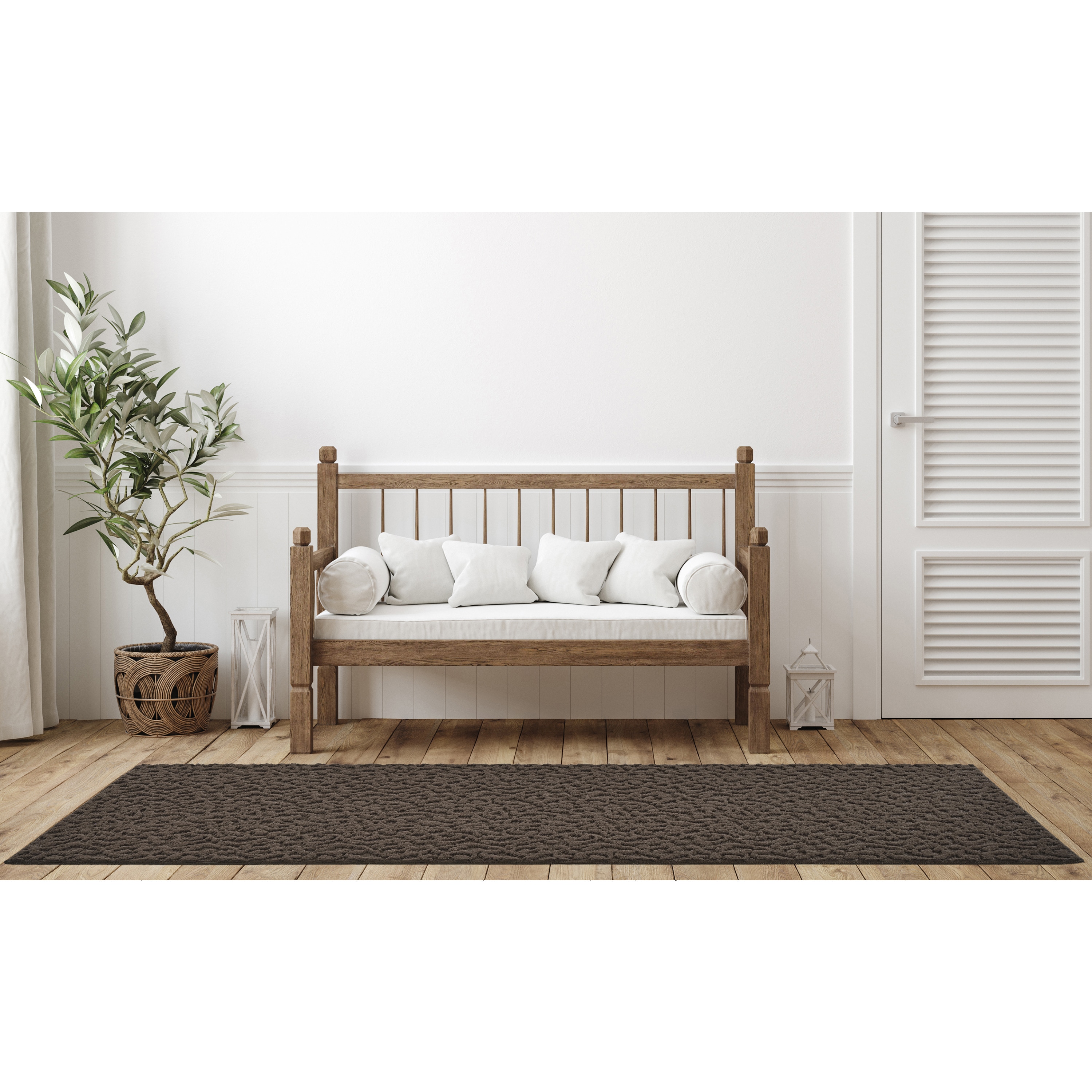 Garland Rug CL010N02414404 Ivy 2 x 12 (ft) Tufted Polypropylene Mocha Rectangular Indoor Floral/Botanical Farmhouse/Cottage Runner rug