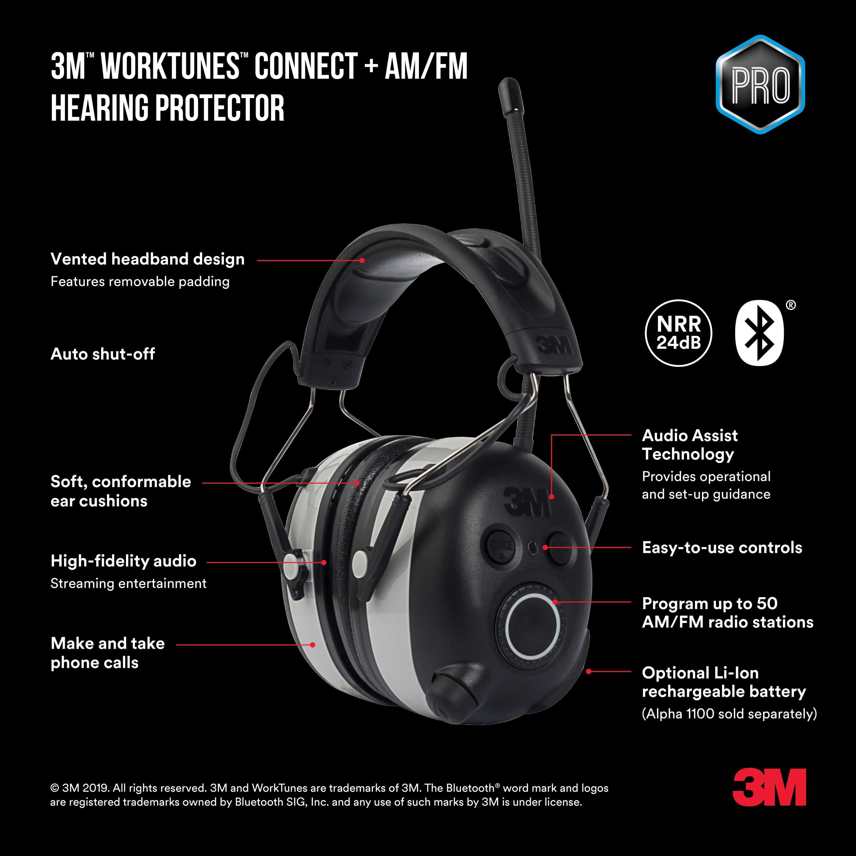 3M WorkTunes Connect + AM/FM Hearing Protection Earmuffs with AM/FM Radio  Bluetooth Compatibility in the Hearing Protection department at