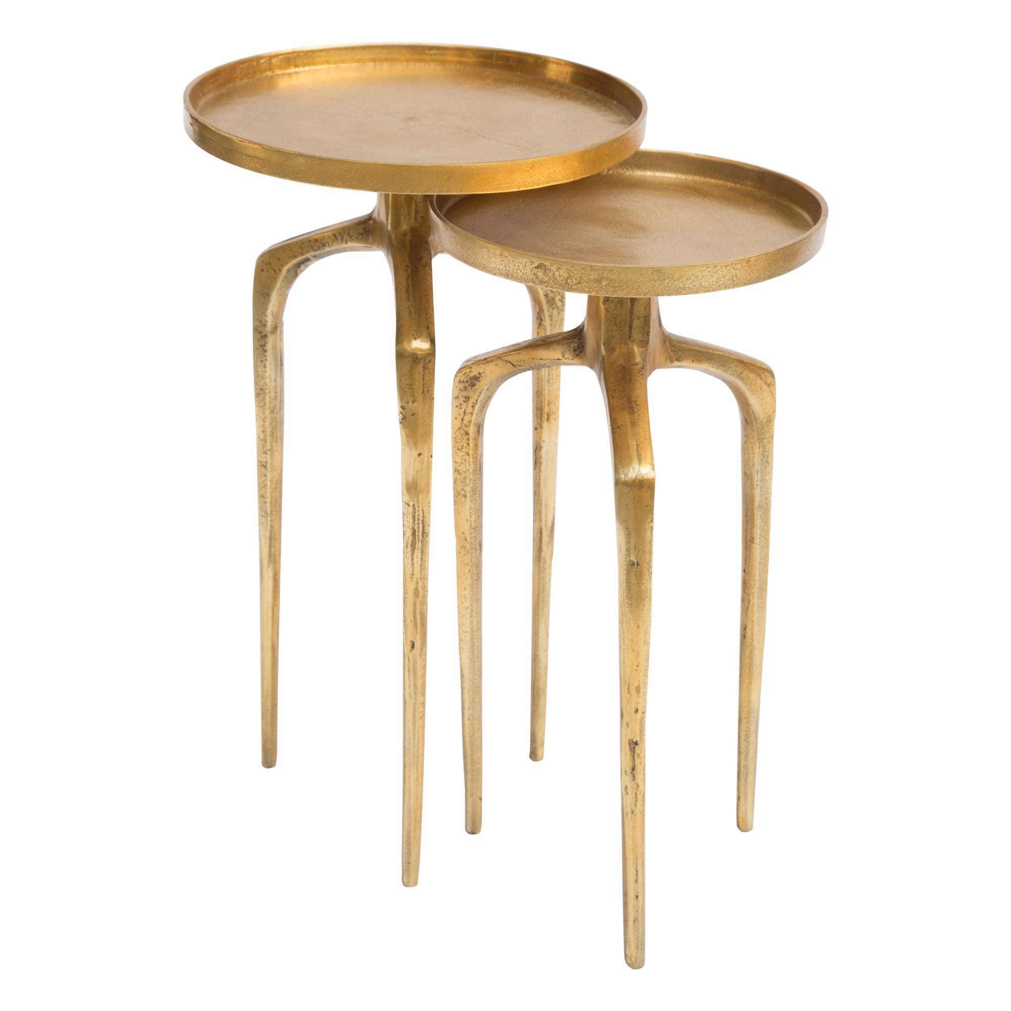 ZUO 405002 2 -Piece Modern Gold Accent Table Set