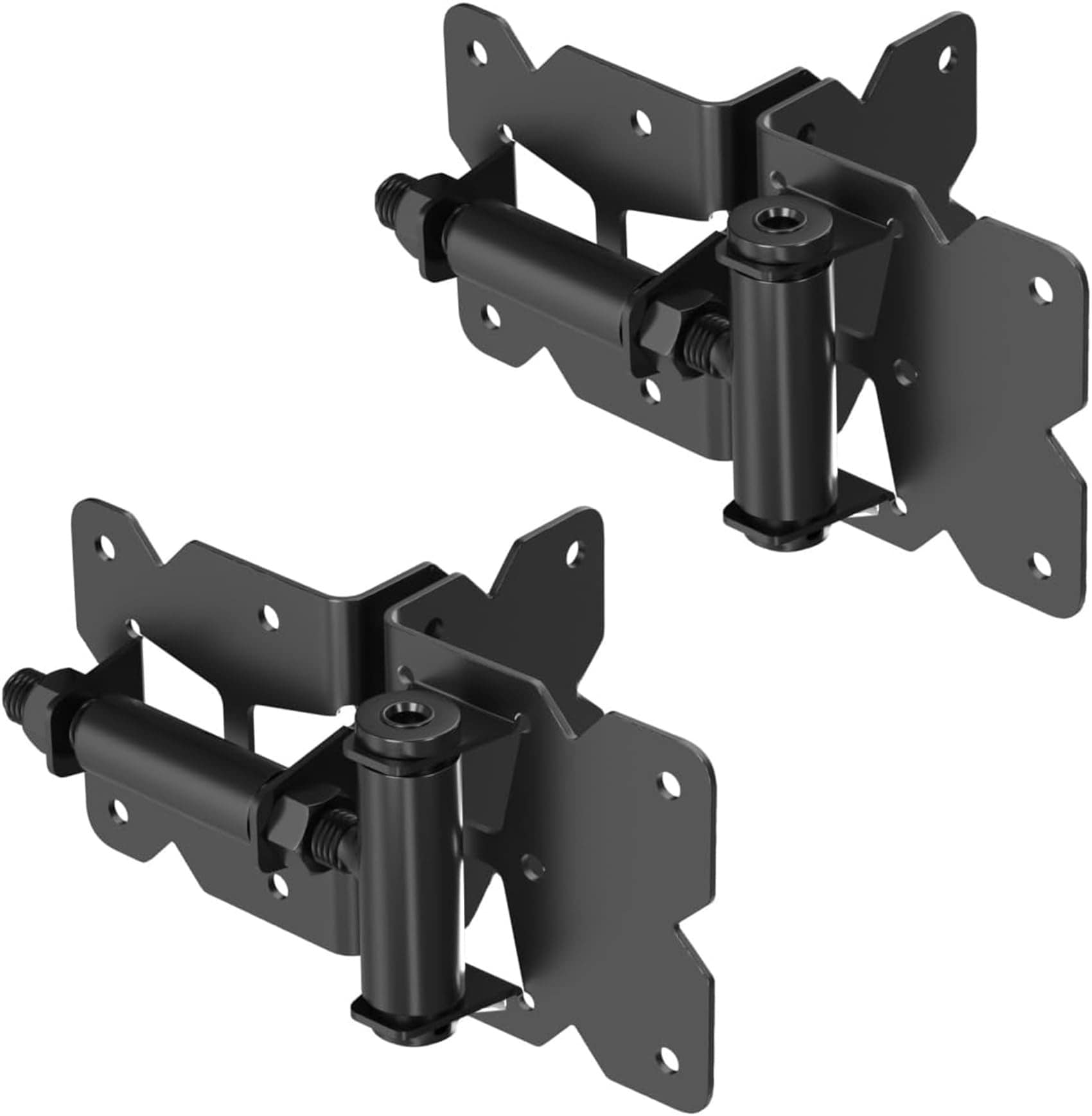 Etokfoks  Self Closing Gate Hinges Spring Loaded Black Carbon Steel for Wood Vinyl Fence Gate 1 Pack