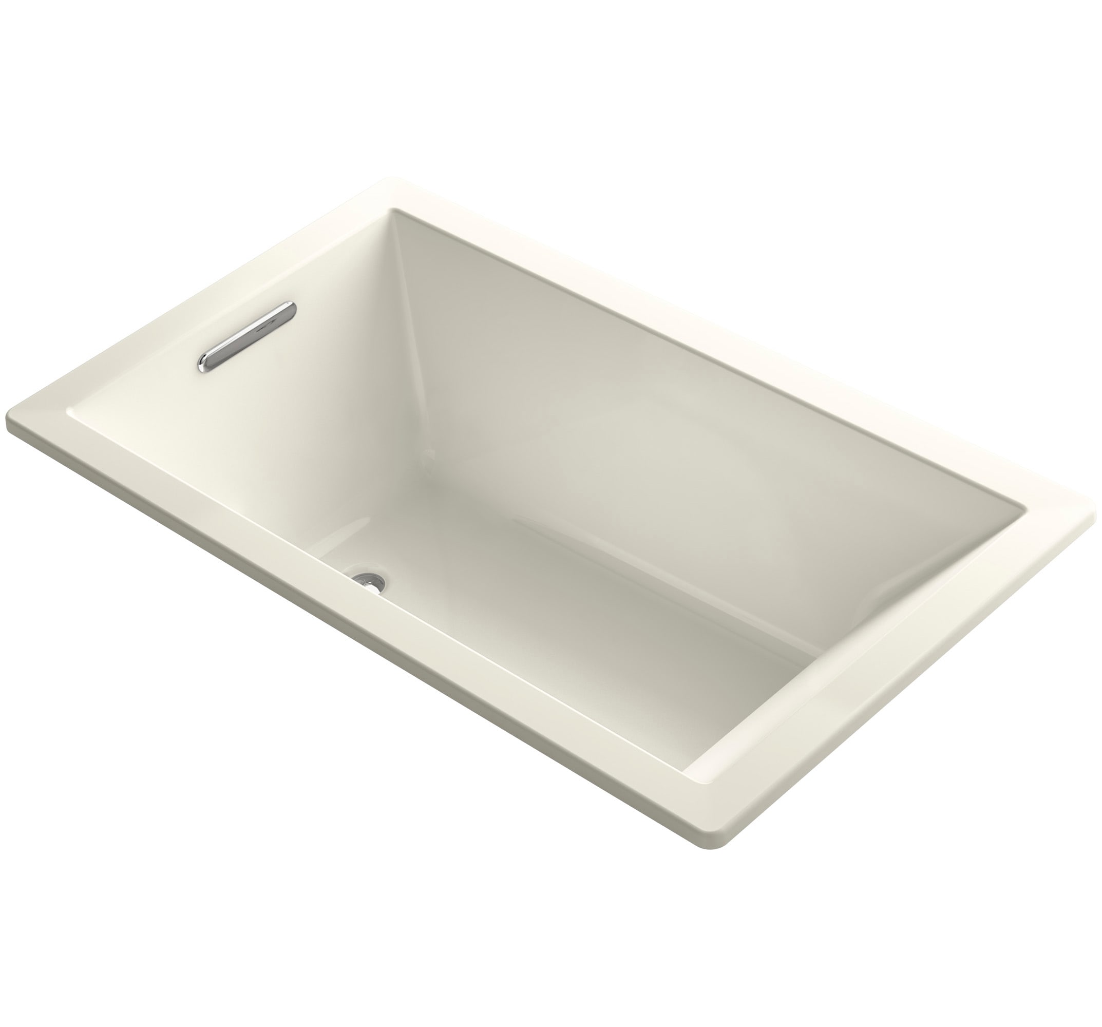 KOHLER 1848-96 Underscore 36.0-in x 60.0-in Biscuit Acrylic Rectangular Drop-in Soaking Bathtub ( Reversible Drain )