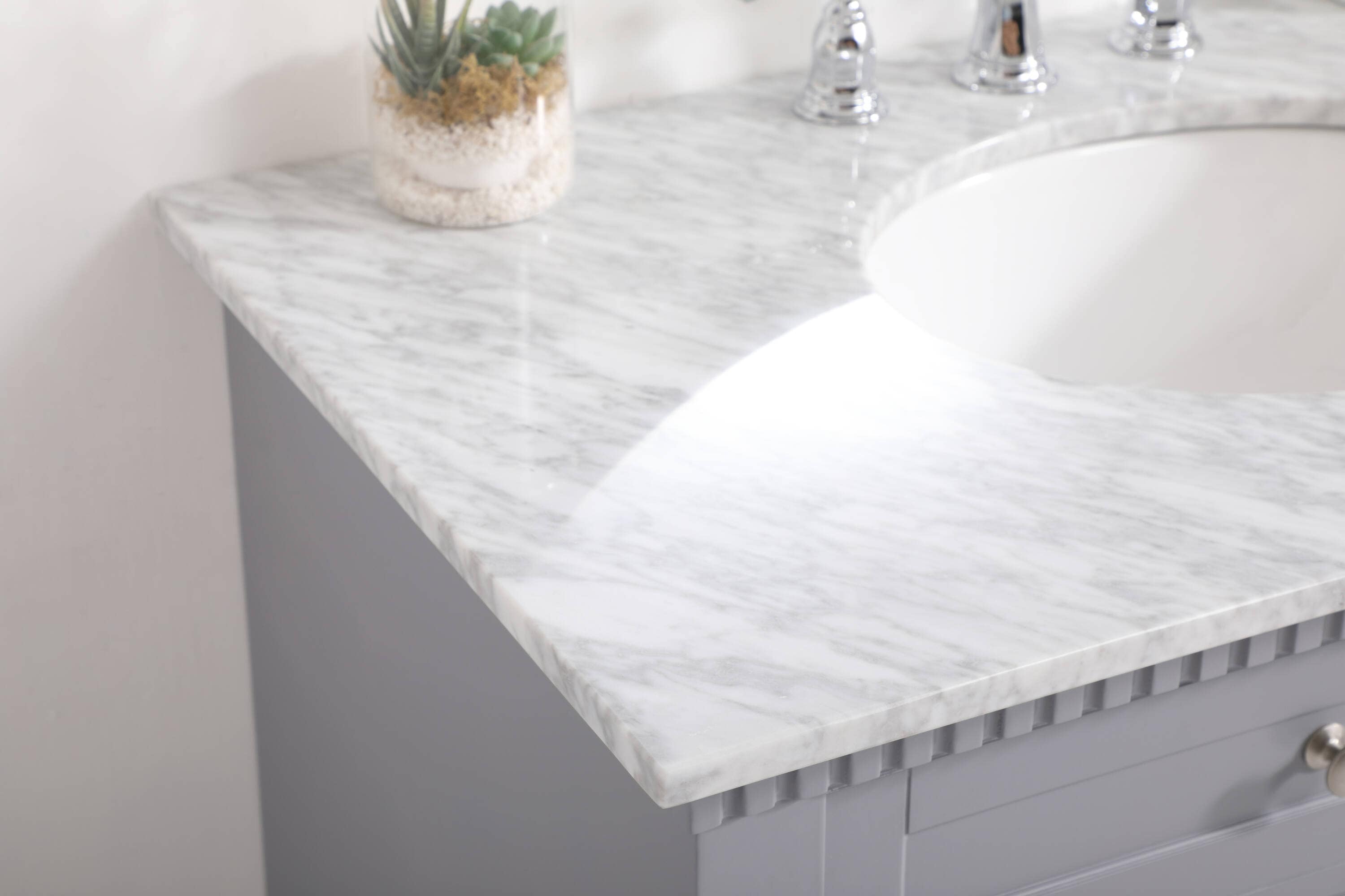 Clarence 36" Gray Solid Wood and Marble Single Bathroom Vanity