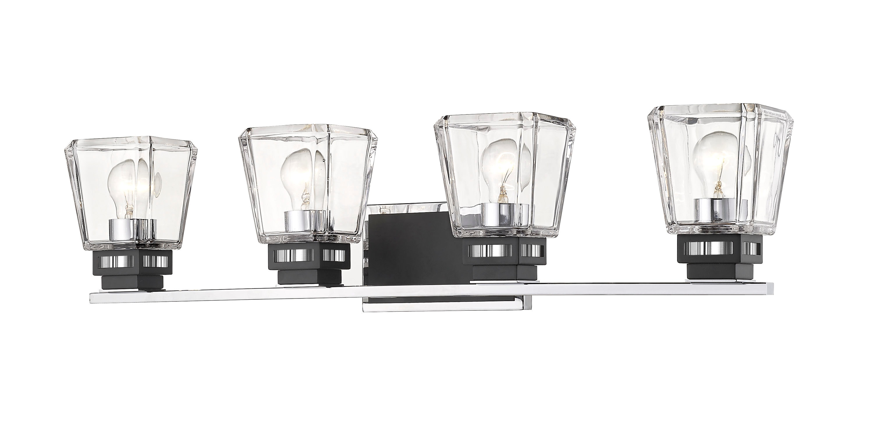 Z-Lite 474-4V-CH-MB Jackson 33-in 4-Light Chrome + Matte Black Transitional Vanity Light