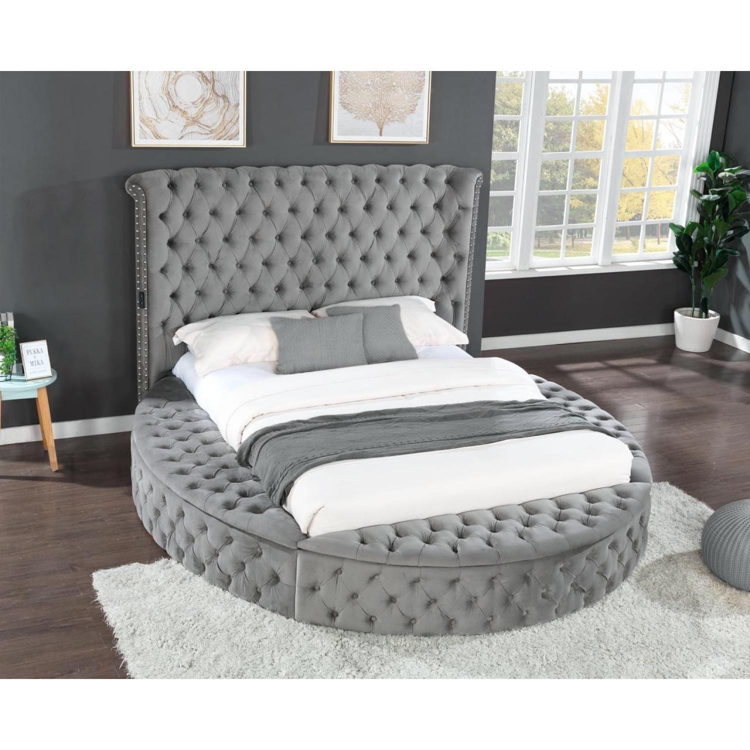 JASMODER 733569358816 Gray Nightstand