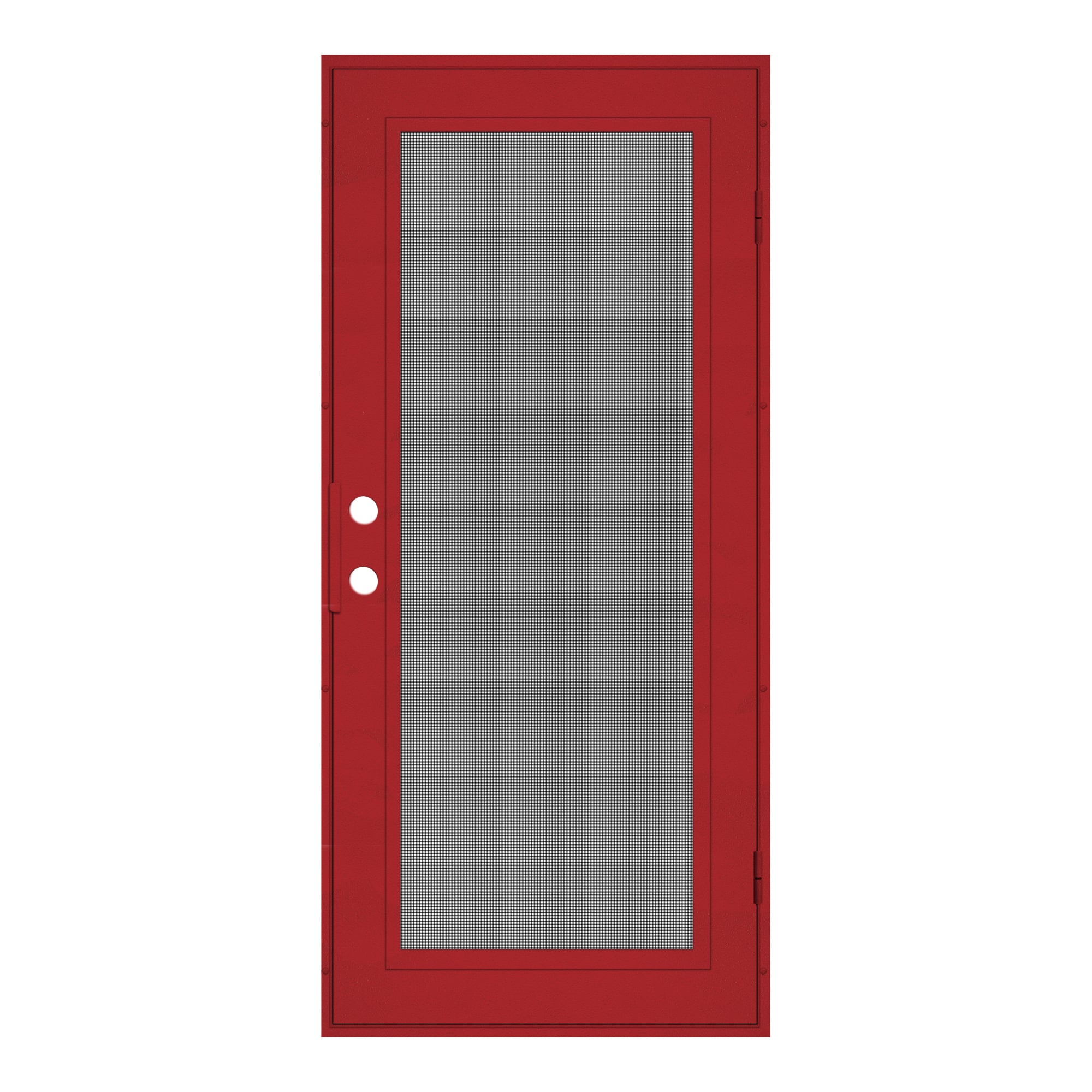TITAN 3S0000EL1RD00A Premium Aluminum Security Door 36-in x 80-in Red Aluminum Surface mount Left-hand outswing Security Door with Black Screen and Double bore