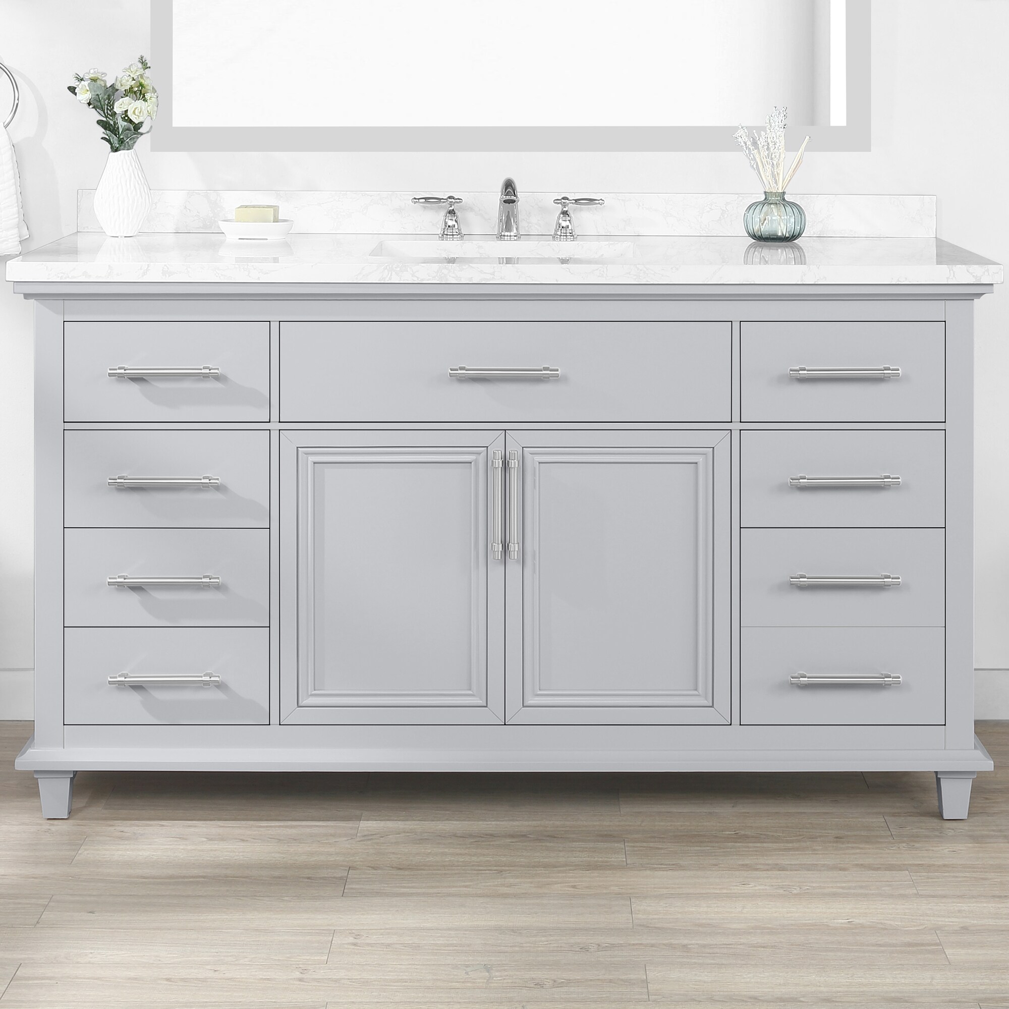 OVE Decors Cassidy 60-in Dove Gray Undermount Single Sink Bathroom ...