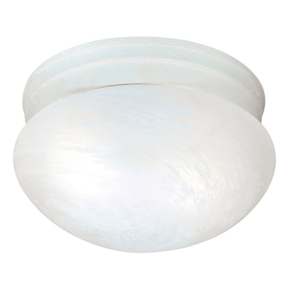 2-Light 9.5-in Textured White Incandescent Flush Mount Light in the ...