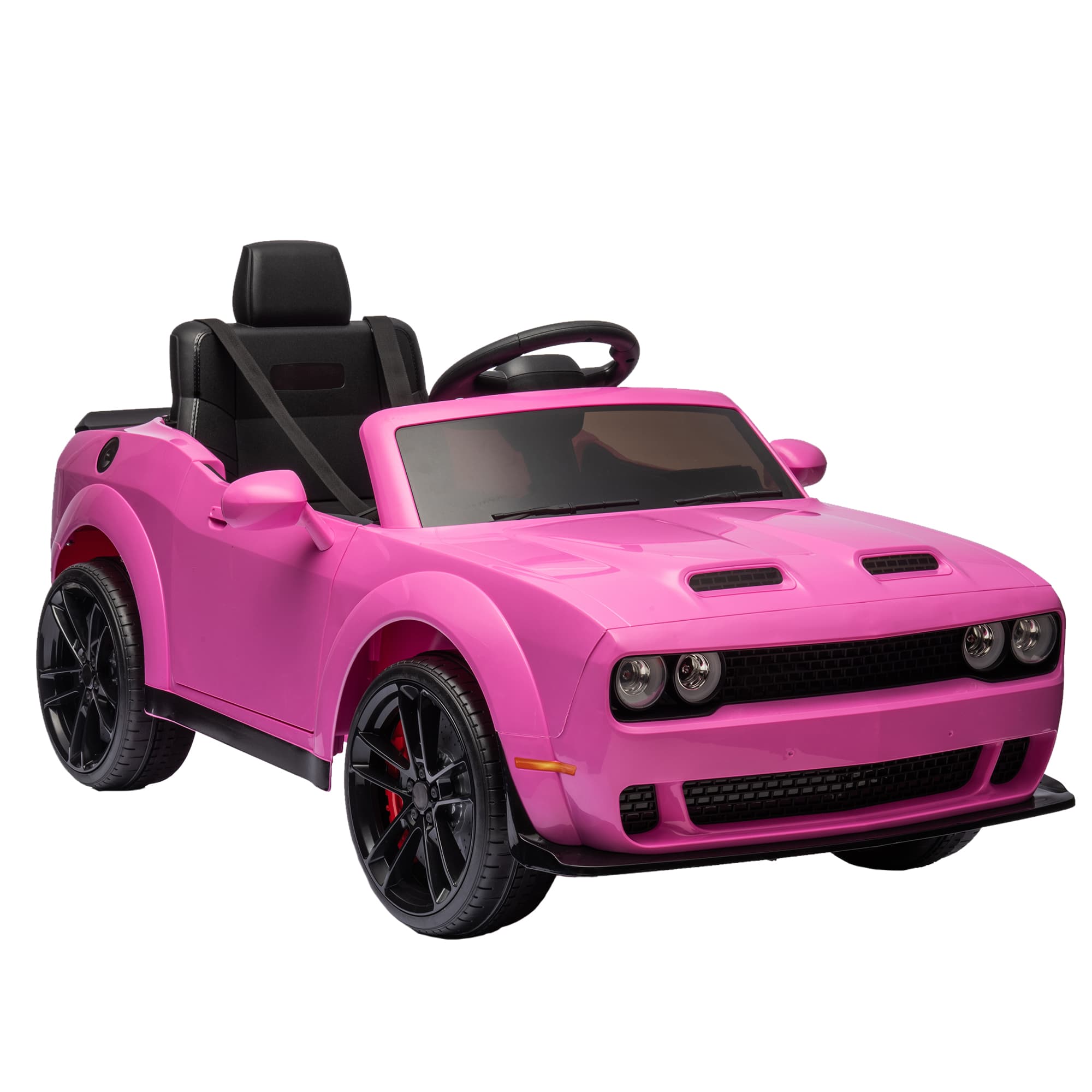 Qeetex SUN-PTO-0ZANASPN 12V Licensed Dodge Challenger Kids Electric Ride On Car with Remote Control Gray