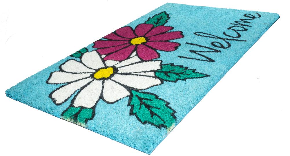 Entryways Sweet Home Teal Rectangular Outdoor Welcome Door Mat at Lowes.com