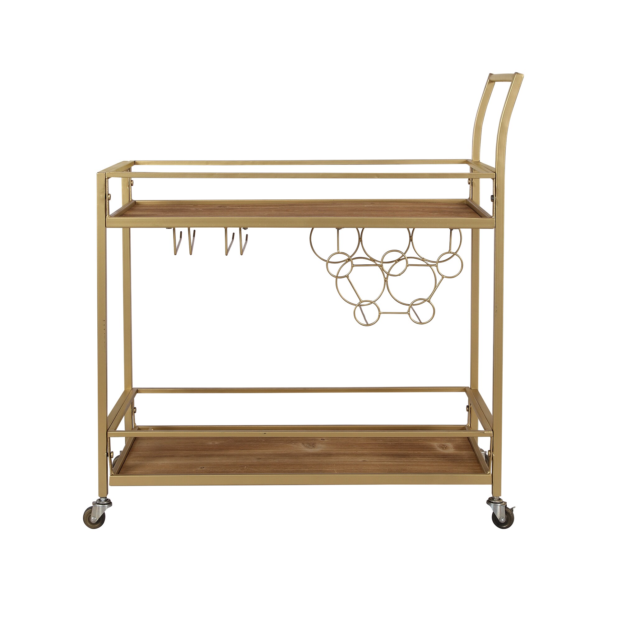 FirsTime FirsTime and Co 29.75-in x 32.25-in Gold Rectangle Bar Cart at ...