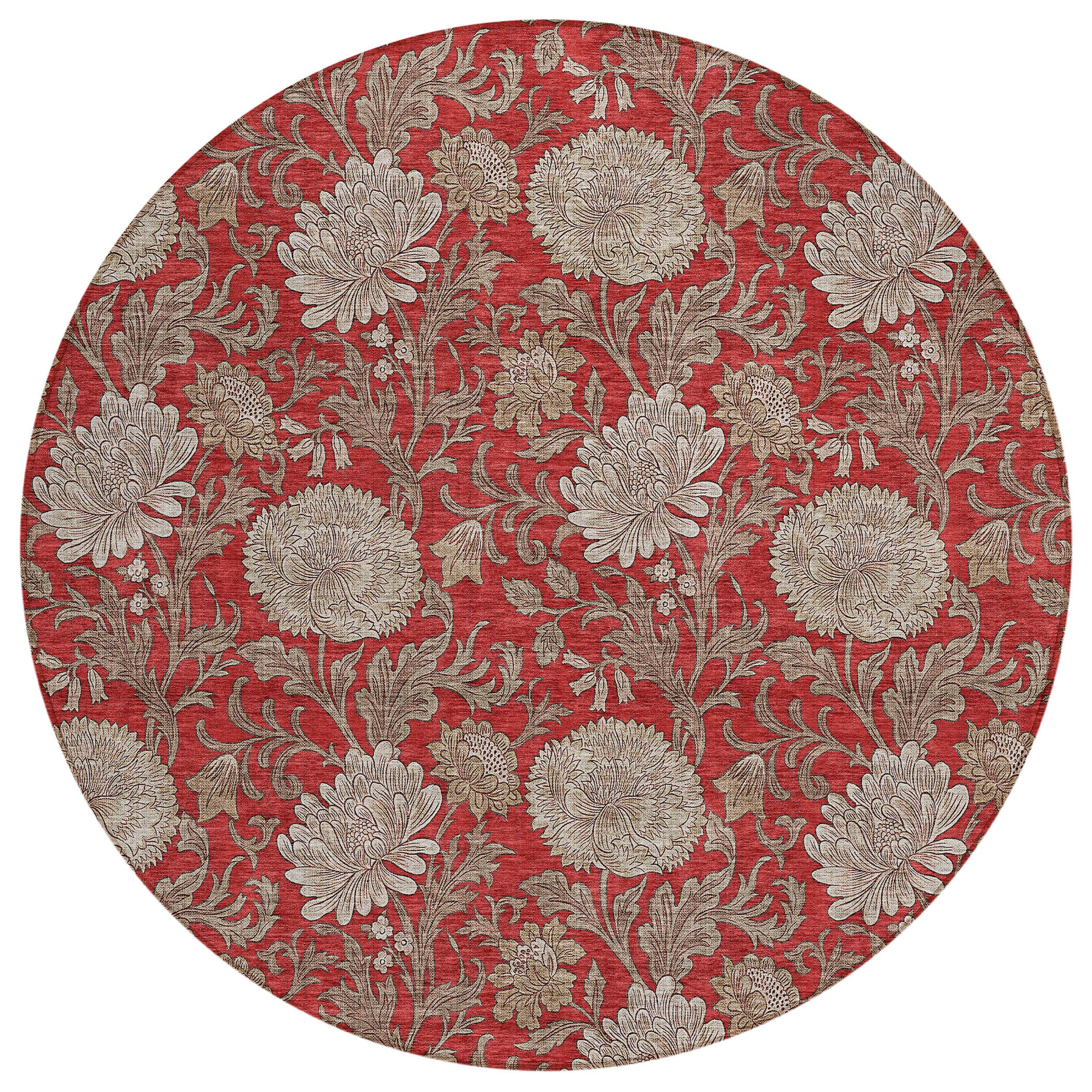 Addison Rugs ACN677RD8RO Chantille ACN677RD 8 x 8 (ft) Polyester Red Round Indoor/Outdoor Geometric Machine washable Area rug