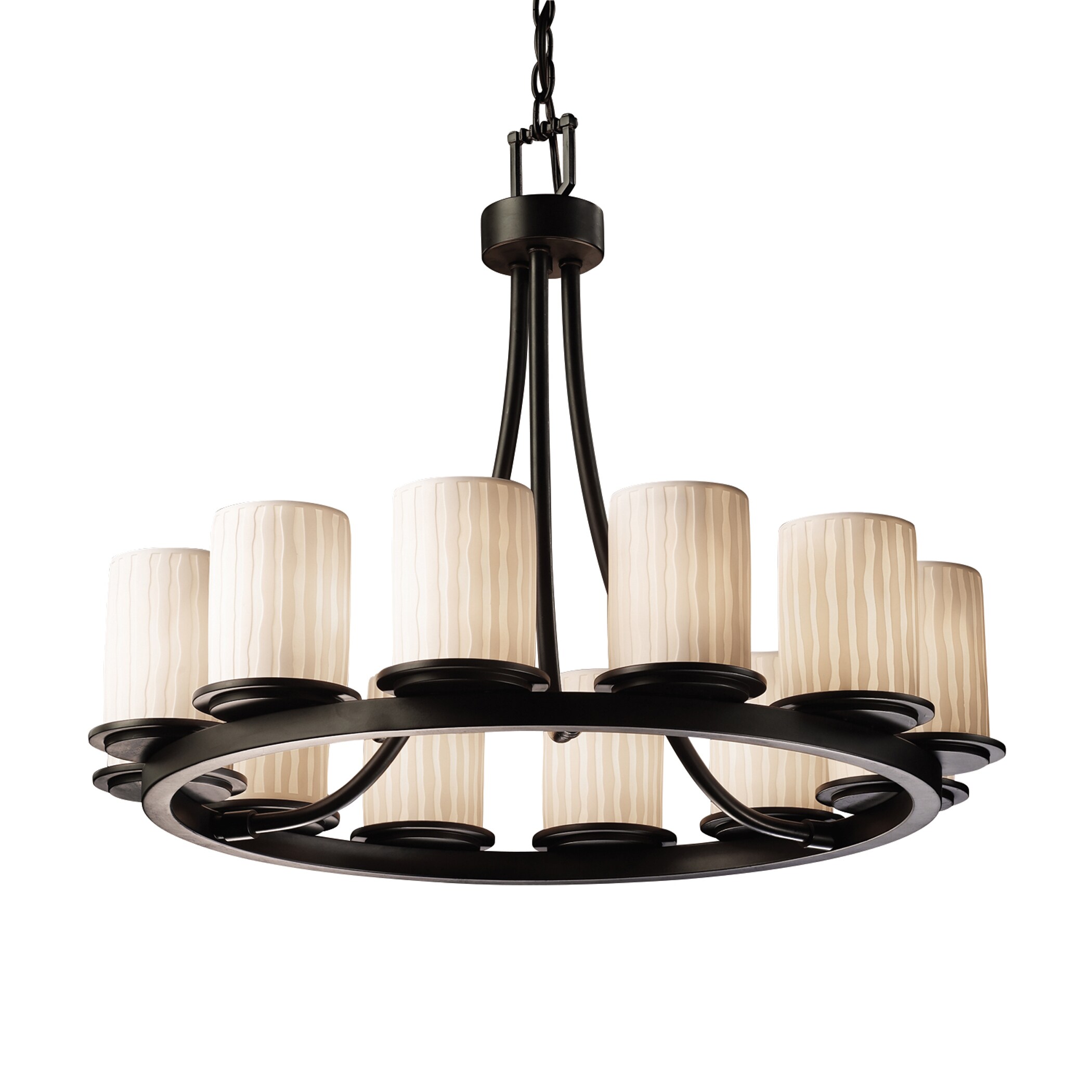Justice Design Group POR-8768-10-WFAL-MB Limoges 12-Light Matte Black Transitional Damp Rated Chandelier