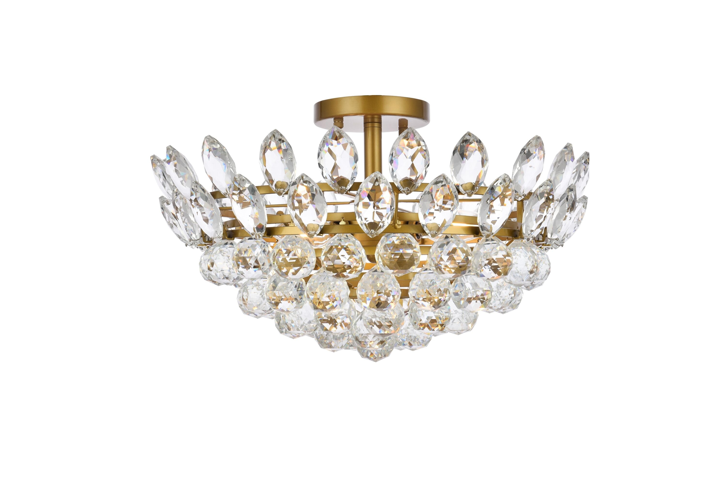 Emilia 18'' Brass and Crystal Flush Mount Light