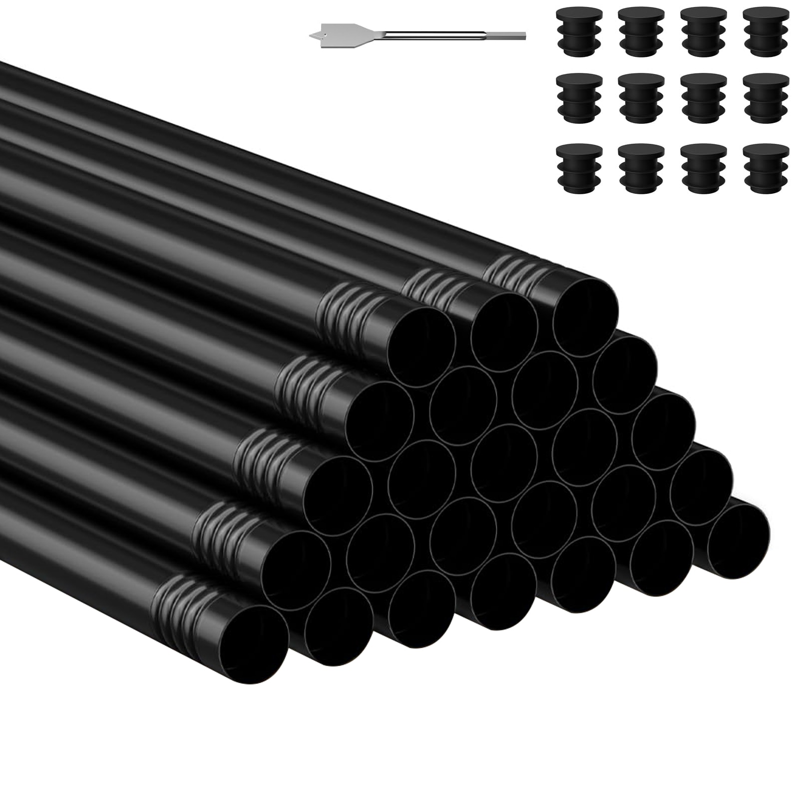 Misopily 25 Pack 32 Inch Metal Deck Balusters Powder Coated Black 075 Inch Diameter For Indoor Outdoor Stairs Porch Deck Railing Kit