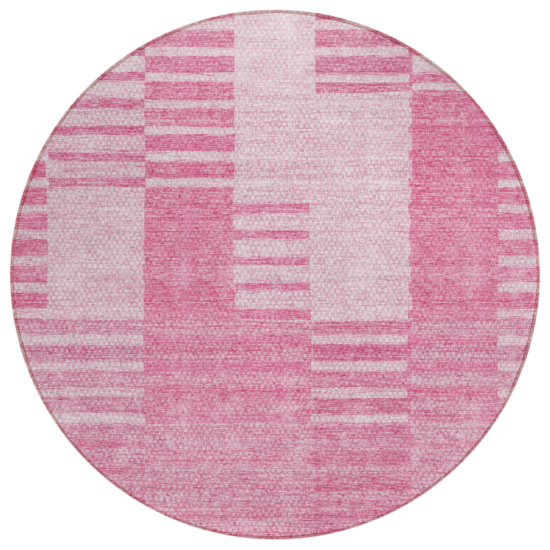 Addison Rugs ACN686PI8RO Chantille ACN686PI 8 x 8 (ft) Polyester Pink Round Indoor/Outdoor Geometric Machine washable Area rug