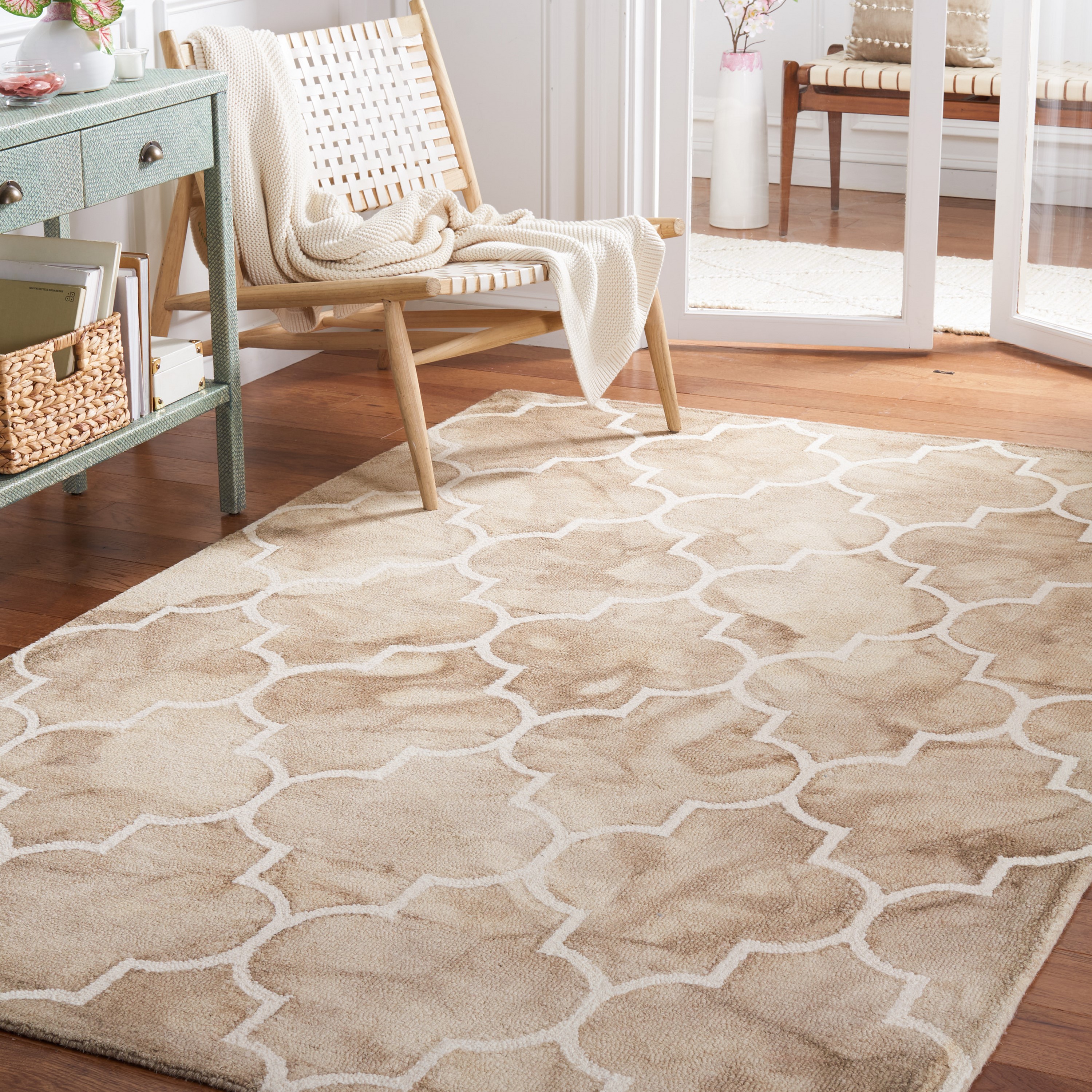 Safavieh DDY535G-2 Dip Dye Dorinda 2 x 3 (ft) Tufted Wool Beige/Ivory Rectangular Indoor Trellis Bohemian/Eclectic Throw rug