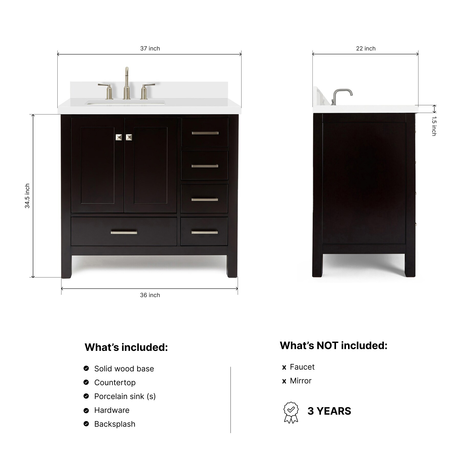 ARIEL A037SLWQRVOESP Bath-Vanity-Combo - View #3