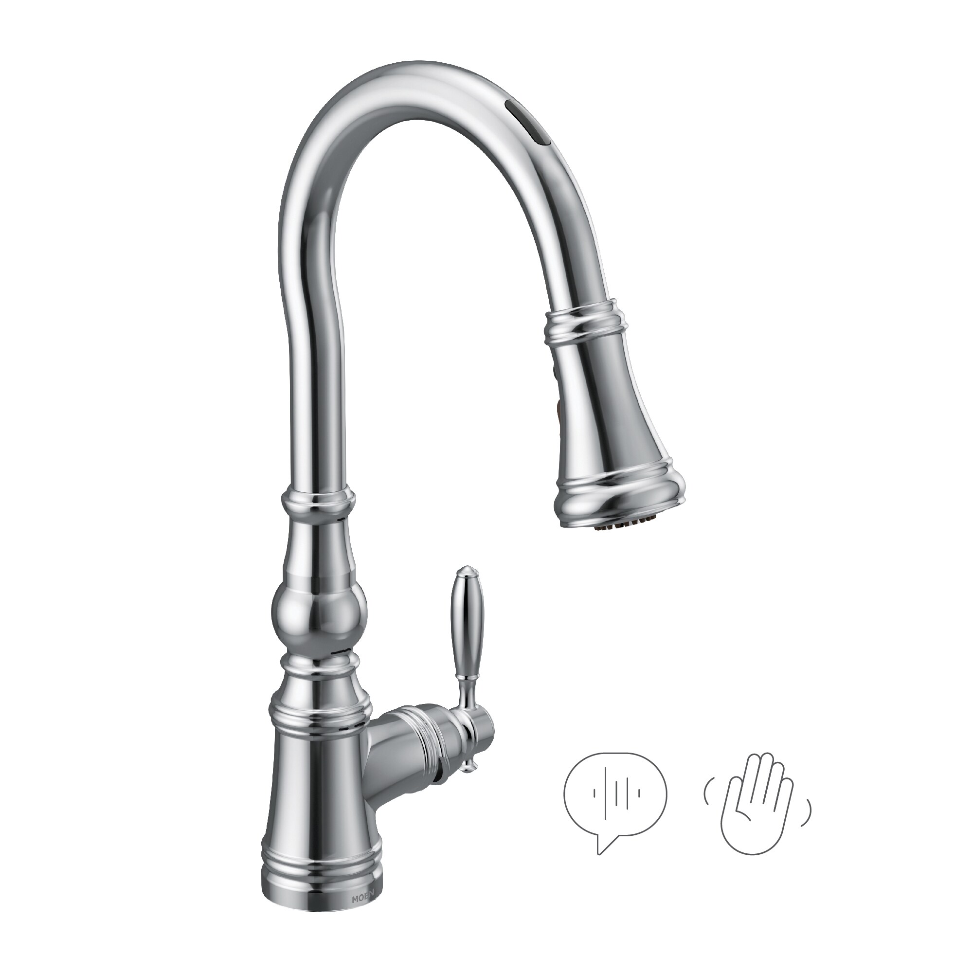 Moen S73004EVC Weymouth Chrome Single Handle Deck-mount Voice Activated Pull-down Kitchen Faucet with Sprayer
