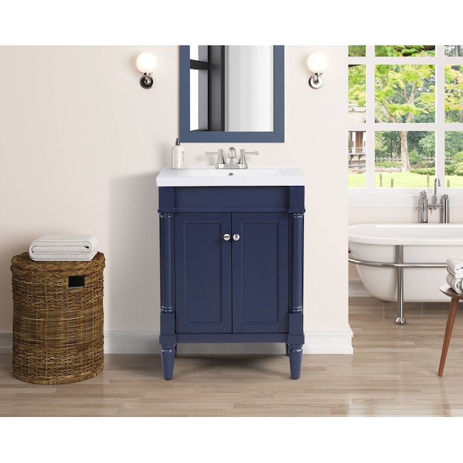 Navy Blue Single Sink Bathroom Vanity, Blue Bathroom Cabinets