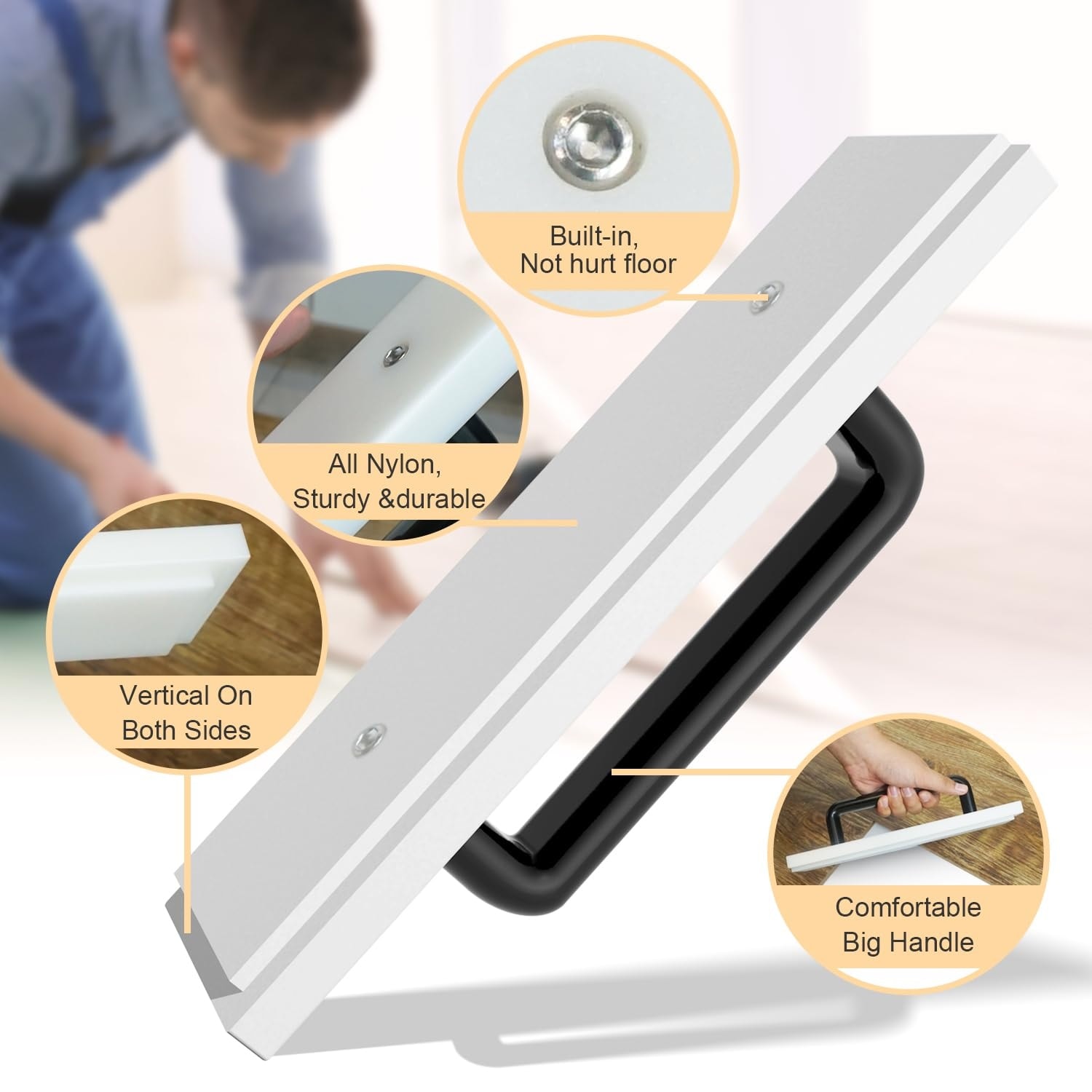 Etokfoks  12 in Nylon Tapping Block for Vinyl Hardwood Flooring Installation Tool with Ergonomic Handle 1 Pack