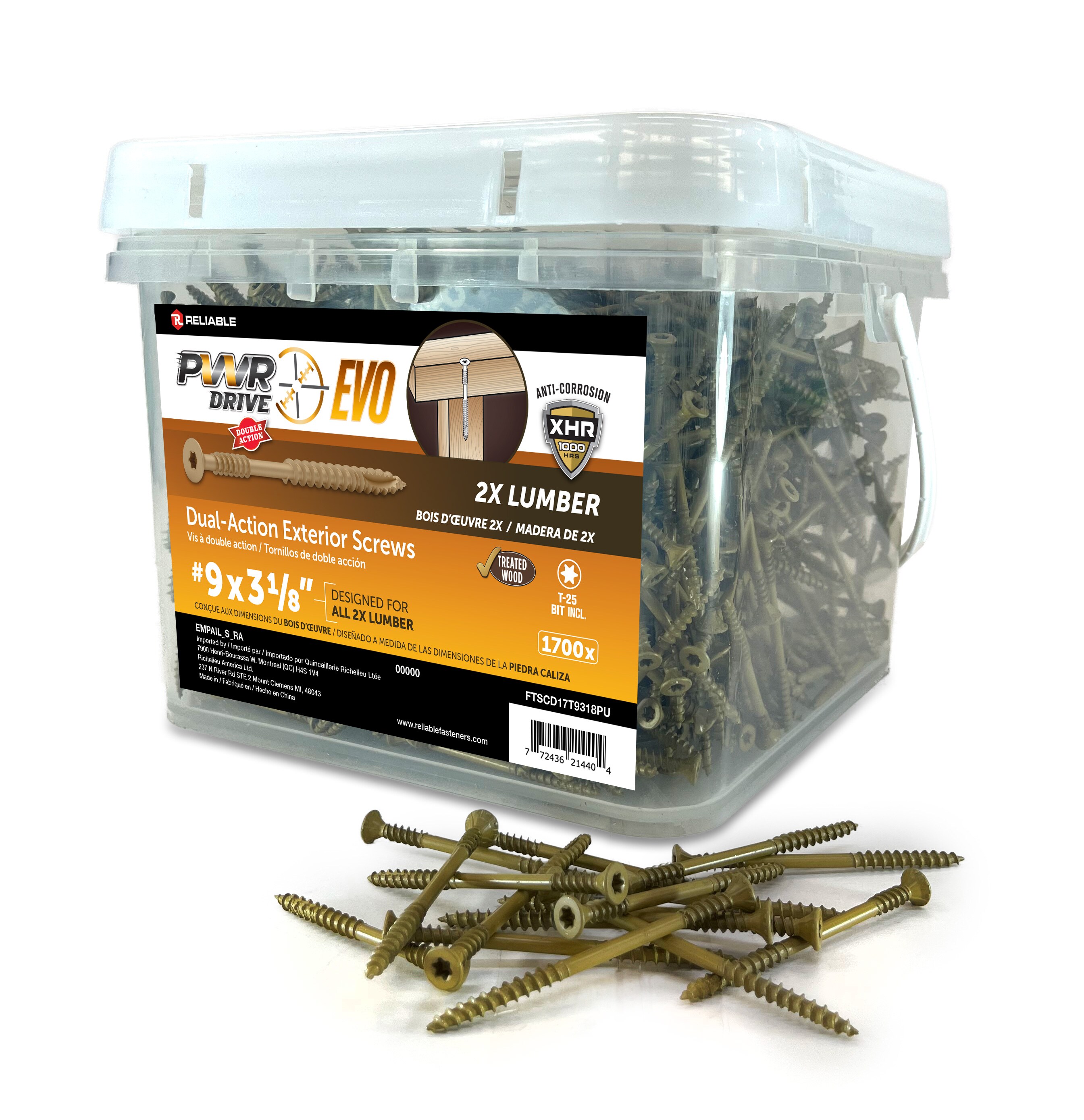 PWR DRIVE Reliable #9 x 3-1/8-in Wood to wood Deck Screws 1700 -Per Box