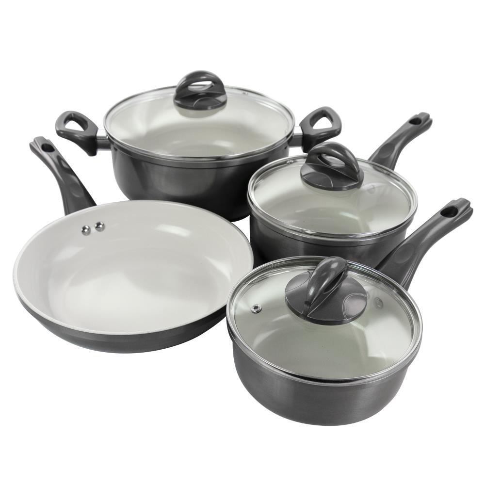7 Piece Nonstick Cookware Set, Black Cooking Pots Set Cooking Pots
