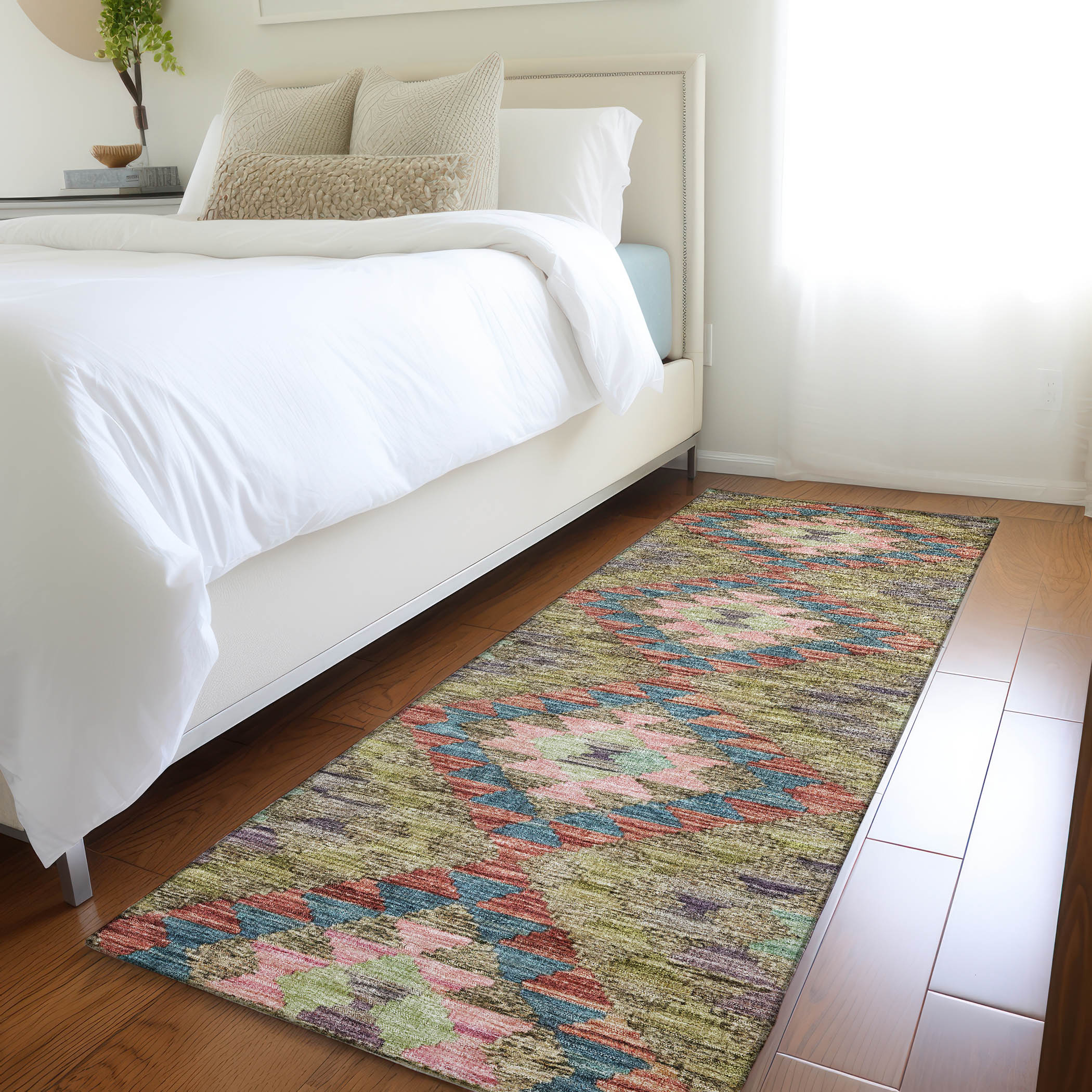 Addison Rugs ACN1226GE2X8 Chantille ACN1226GE 2 x 7 (ft) Polyester Green Rectangular Indoor/Outdoor Geometric Machine washable Runner rug