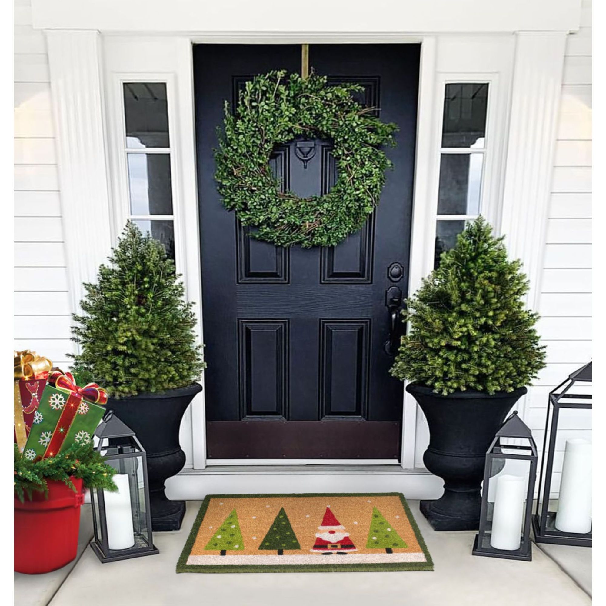 Christmas Door Mat Outdoor for Front Door Decorations , Red