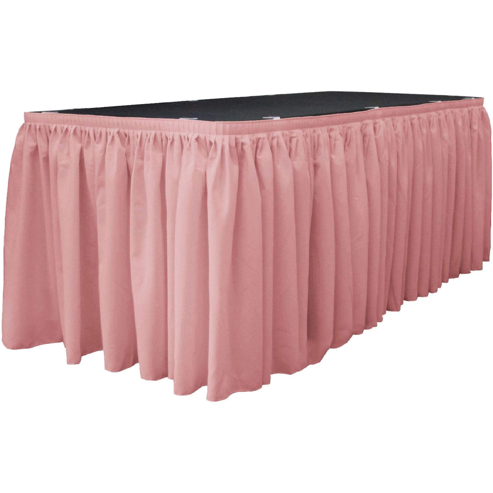 Slickblue Indoor Outdoor Event Setup Polyester Poplin Table Skirt with Hook and Loop Clips for Banquet Tables Multiple Size and Color Options