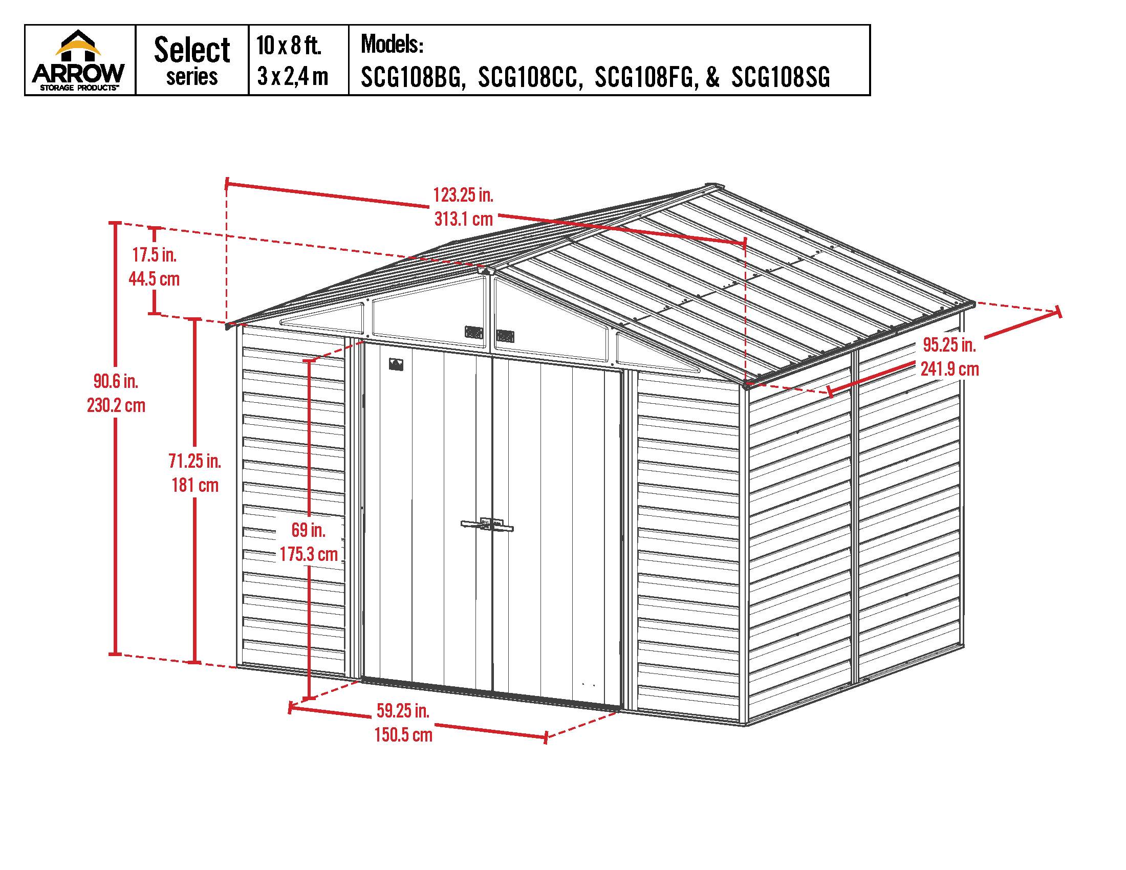 Arrow 10-ft x 8-ft Select Galvanized Steel Storage Shed in the Metal ...