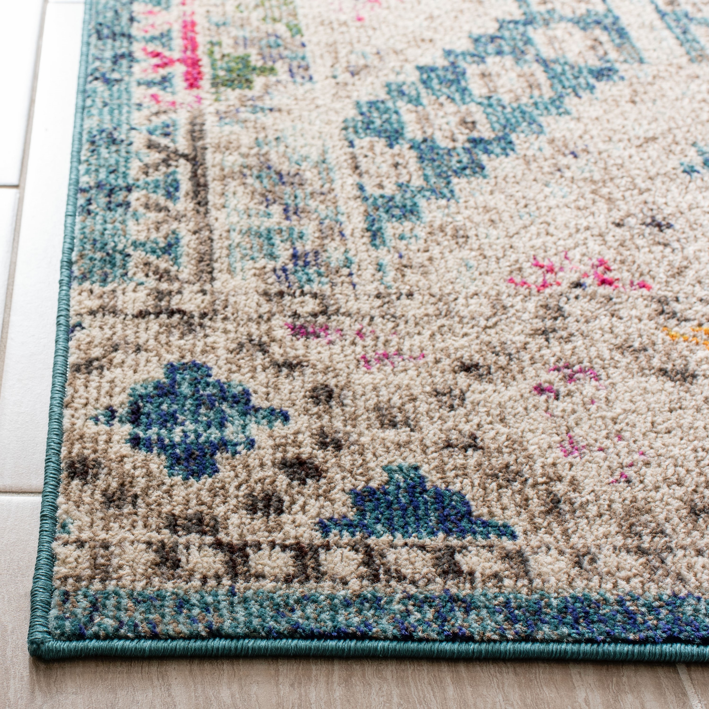 Madison Vintage Dark Blue Square Synthetic Area Rug - 3' x 3'