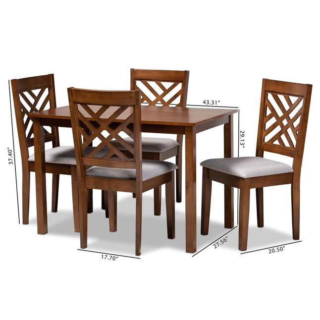 Baxton Studio Caron Grey/Walnut Contemporary/Modern Dining Room Set with  Rectangular Table (Seats 4) in the Dining Room Sets department at Lowes.com
