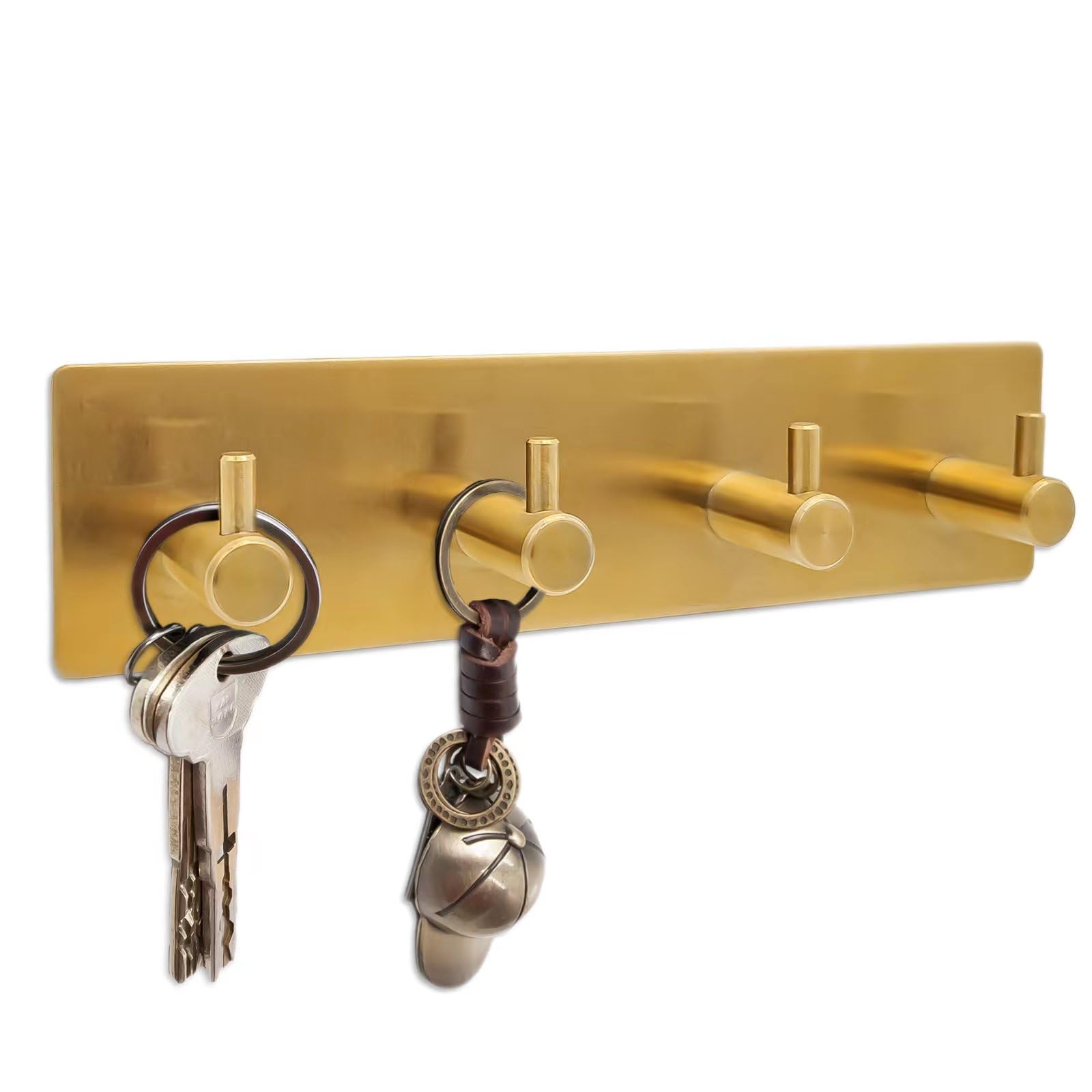 UUDULY  Self Adhesive Key Hook Rack with Four Hooks Wall Mounted Entryway Organizer Gold durable home and garden accessory designed for everyday