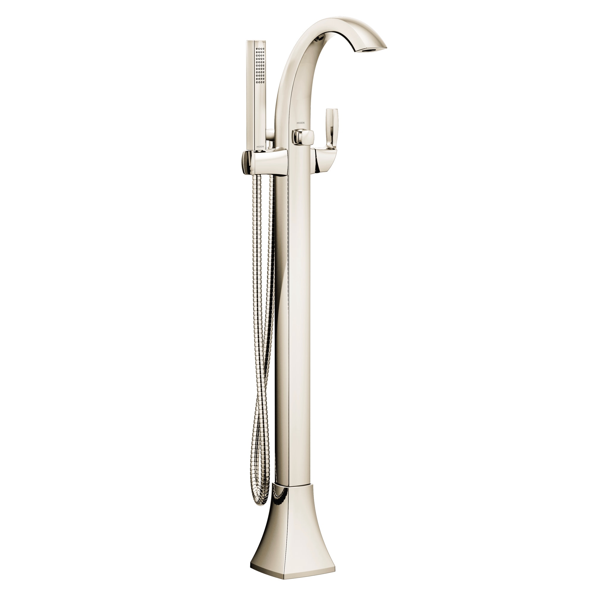 Moen 695NL Polished Nickel 1-handle Wall-mount High-arc Bathtub Faucet with Hand Shower