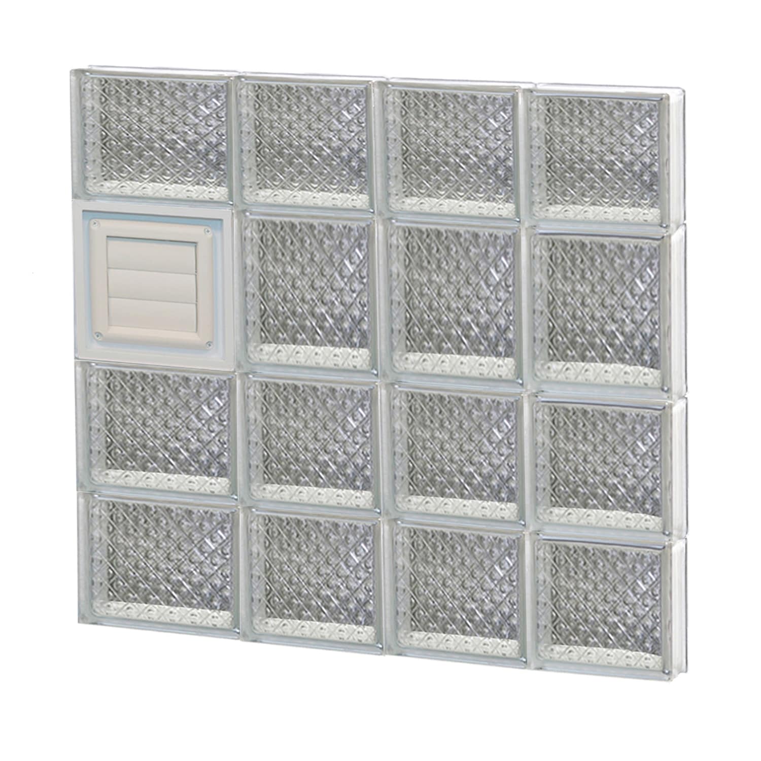 REDI2SET D2626DP Diamond Glass 25-in x 25-in Frameless Replacement Dryer vent Glass Block Window