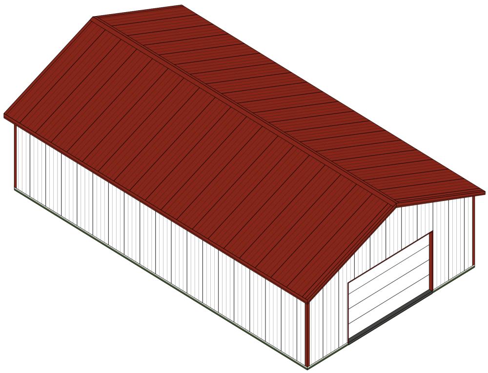 MASTER Building Components BKL32561055 Bright White 32-ft W x 10-ft H x 56-ft L Pole Barn Kit