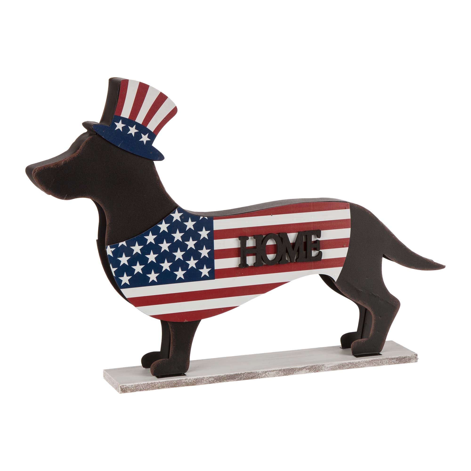 Glitzhome JK1302203486 Wood Indoor/Outdoor Free standing decoration Dog 4th of July Decor